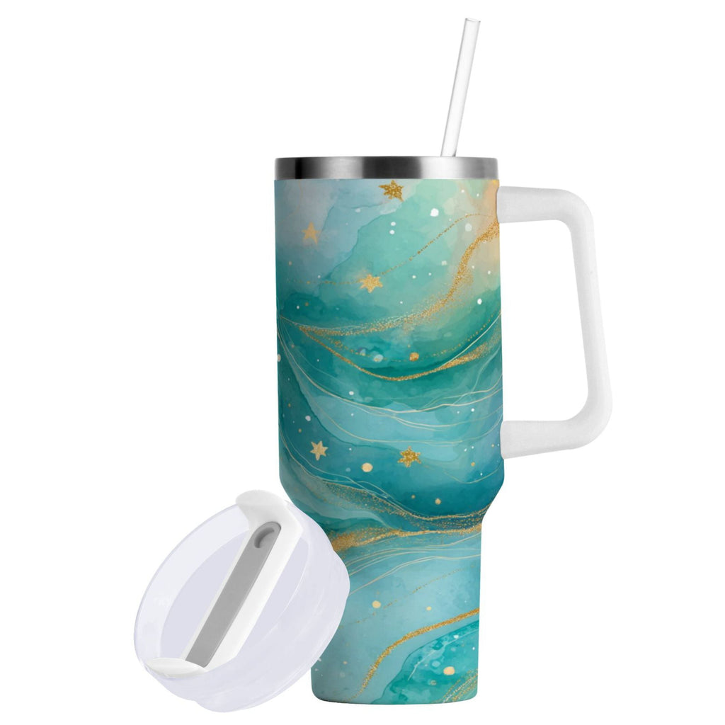 40 oz Insulated Stainless Steel Tumbler Double Wall Stainless Steel Tumbler with 2-Way Drinking Beautiful Watercolor Stars | 6GHE