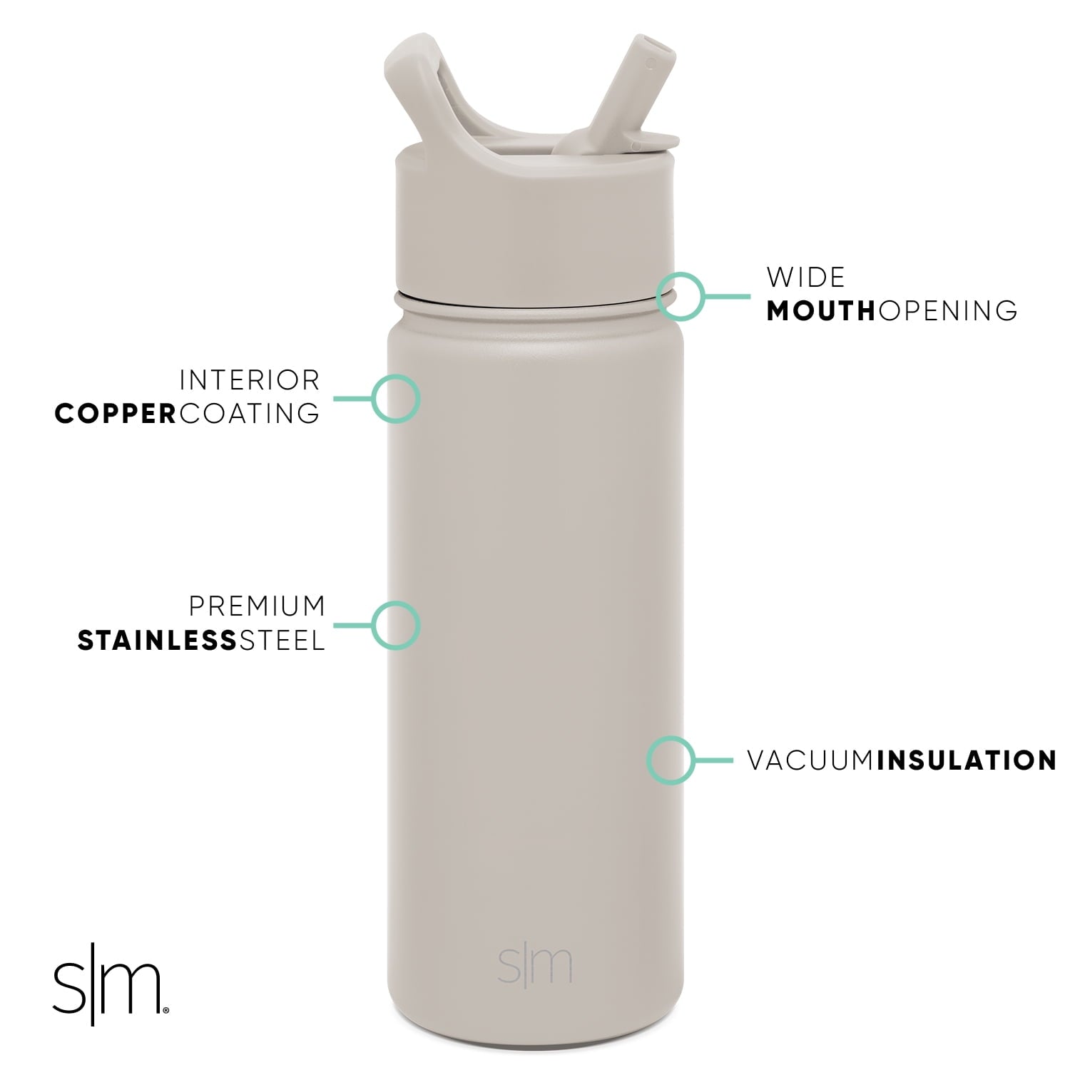 Simple Modern Summit Water Bottle Straw Lid Vacuum Insulated Stainless Steel Bottle | 18 fl oz | 10SG