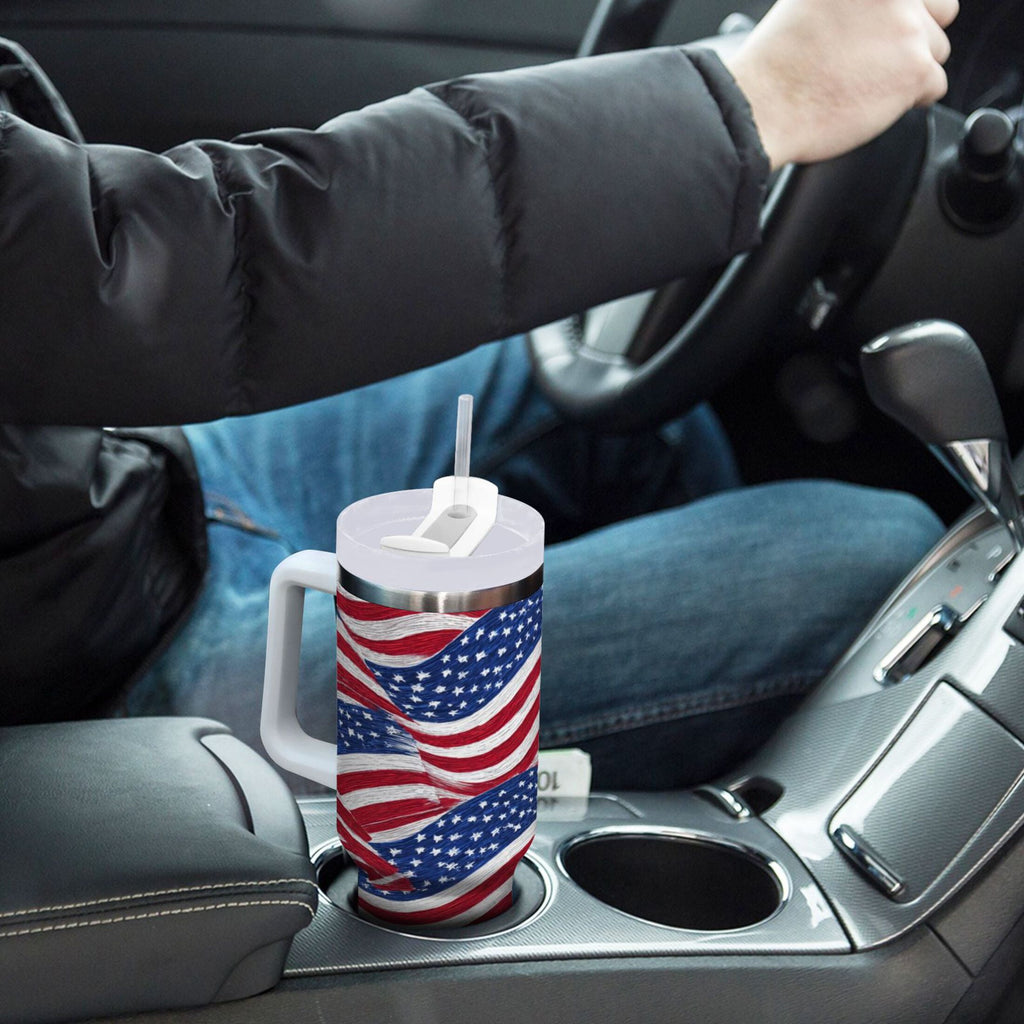 30 oz Insulated Stainless Steel Tumbler Double Wall Stainless Steel Tumbler with 2-Way Drinking Flags Wave Pattern | 98GV