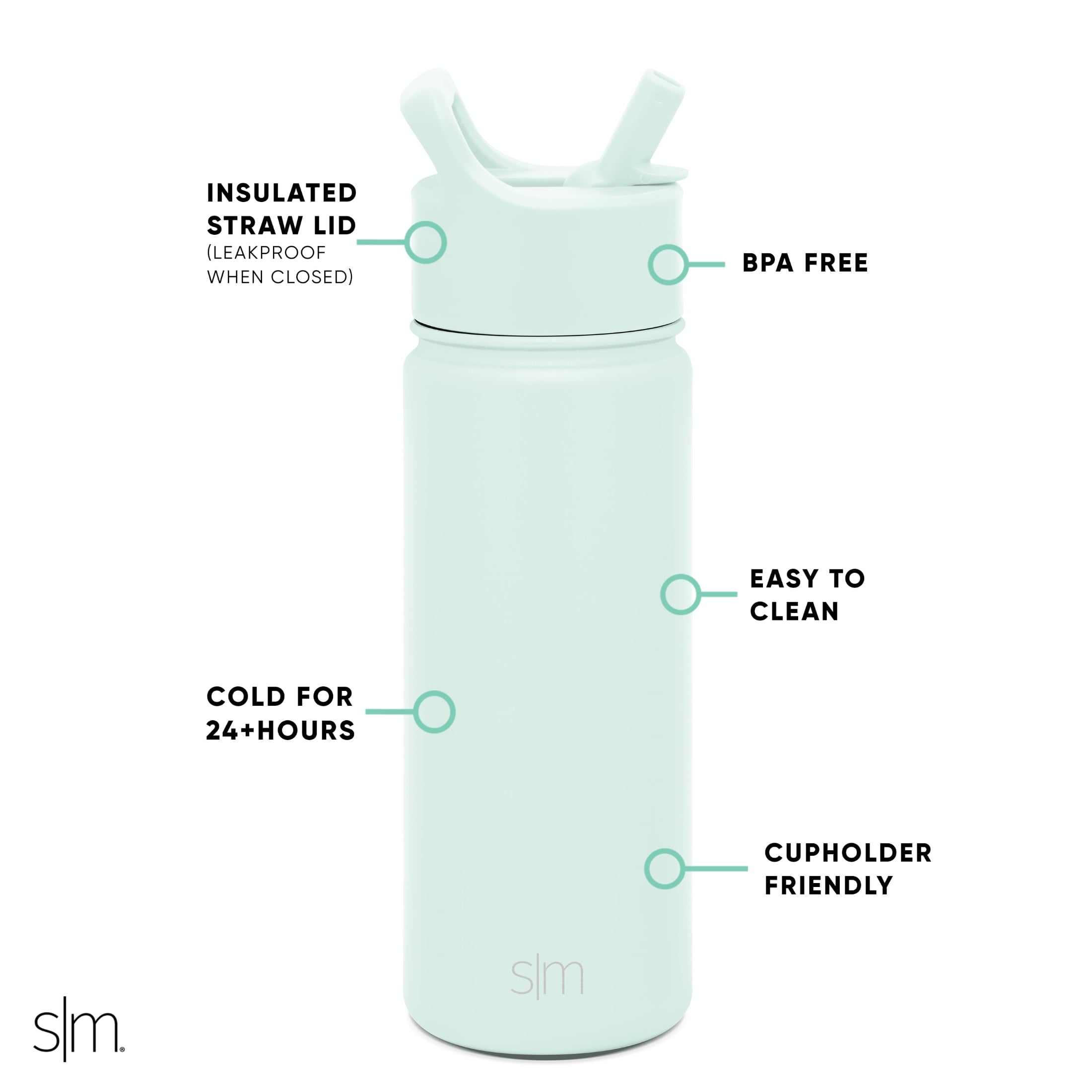 Simple Modern Summit Water Bottle Straw Lid Vacuum Insulated Stainless Steel Bottle | 18 fl oz | 10SG