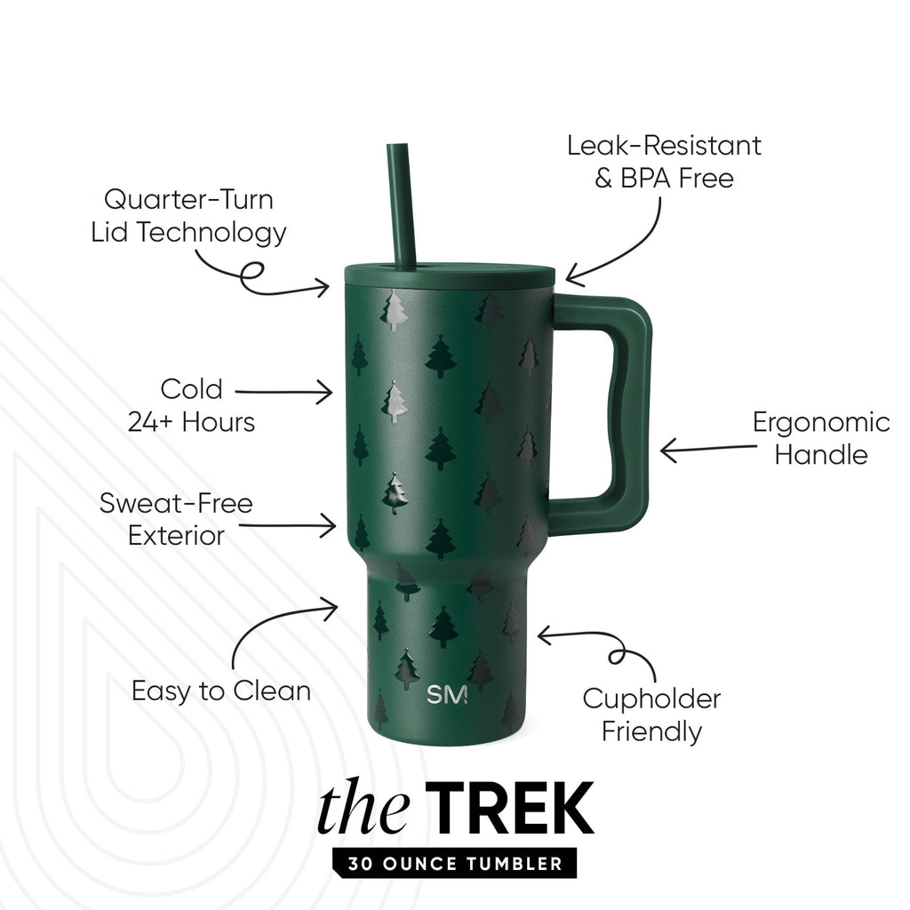 Simple Modern 30 fl oz Insulated Stainless Steel Trek Tumbler with Straw Lid | Seaglass Sage and Cream Checkmate | P40Y