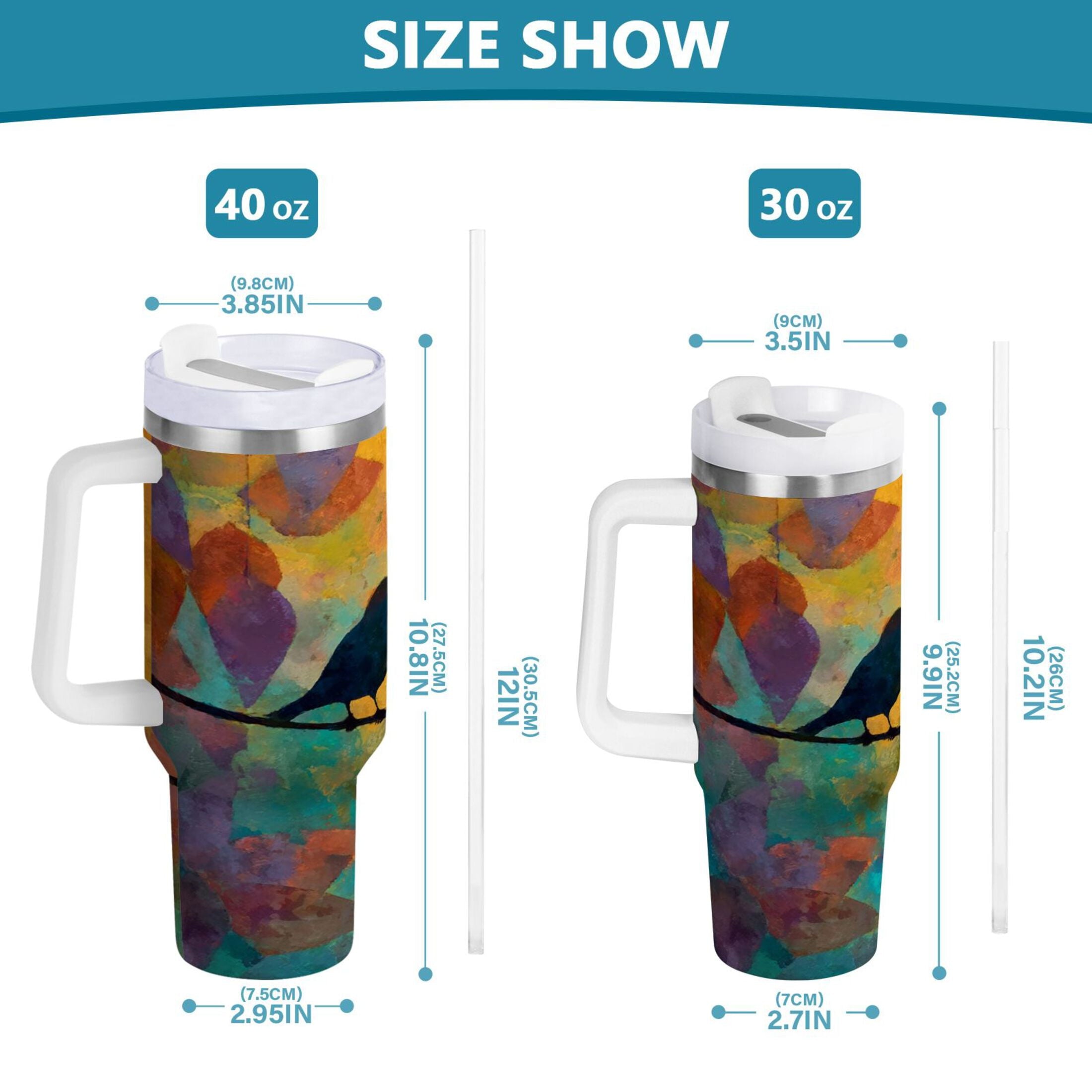 30 oz Insulated Stainless Steel Tumbler Double Wall Stainless Steel Tumbler with 2-Way Drinking Birds on A Wire | TGF5
