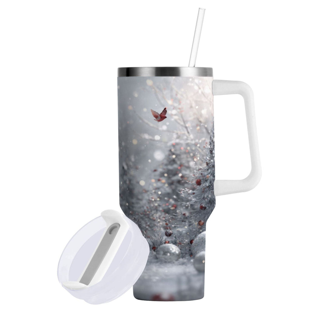 30 oz Insulated Stainless Steel Tumbler Double Wall Stainless Steel Tumbler with 2-Way Drinking Snowy Winter Landscape | TQHW
