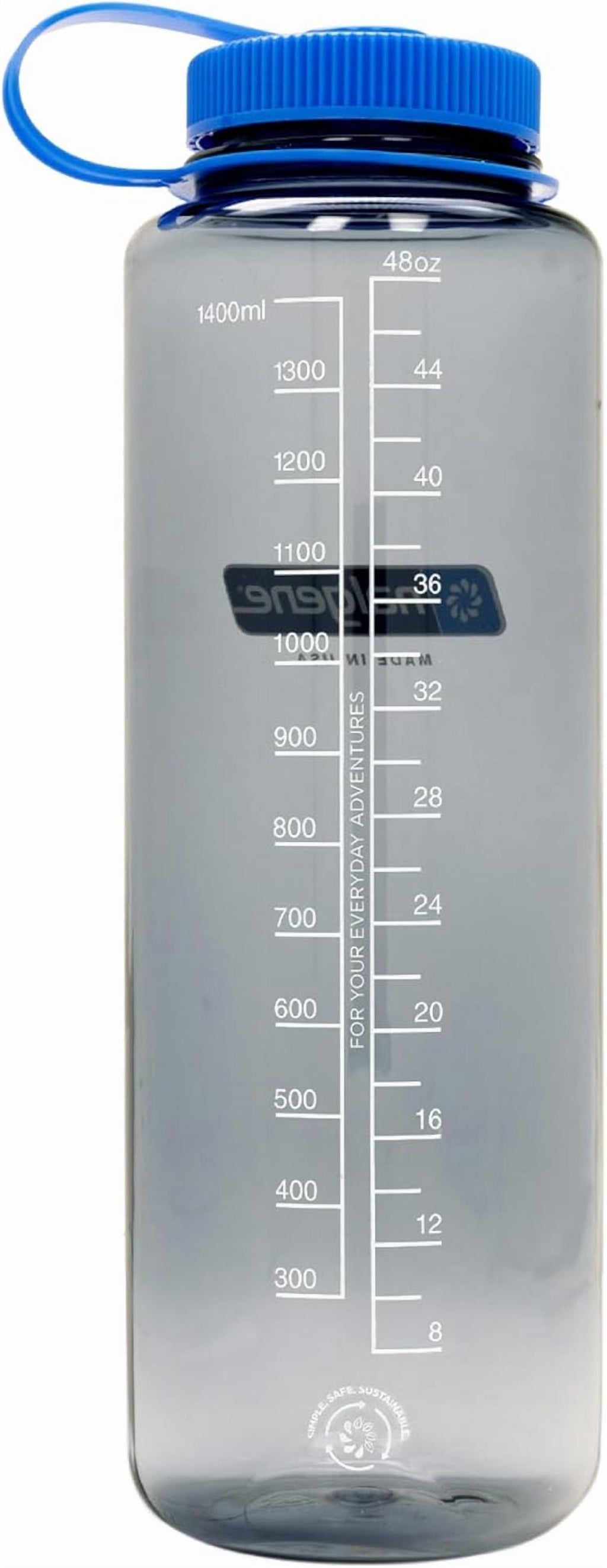 Nalgene Sustain Tritan BPA-Free Water  Made with Material Derived from 50% Plastic Waste (using ISCC certified mass balance), 48 OZ, Wide Mouth, Aubergine | GF2W