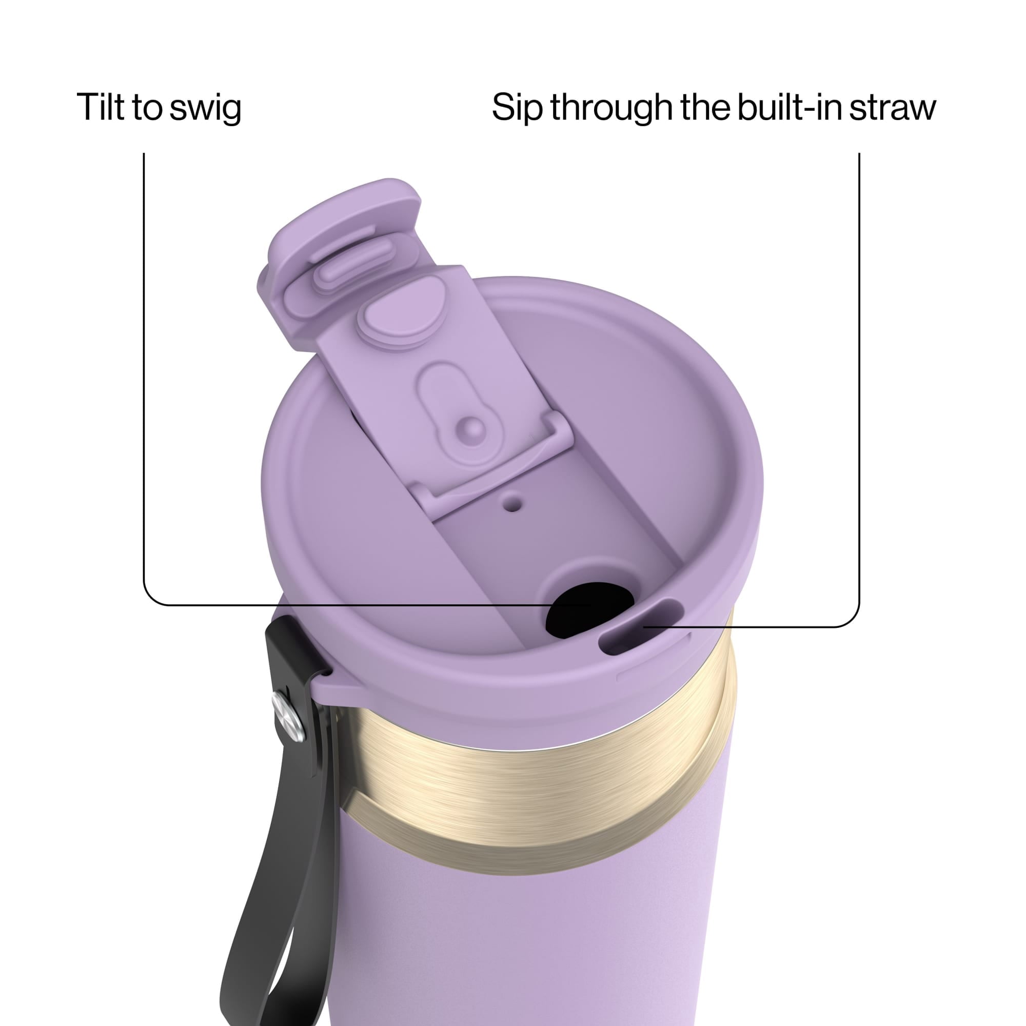 Contigo DualSip 24 oz Leakproof Insulated Water Bottle with Carrying Strap and 2-Way Lid | KJTN