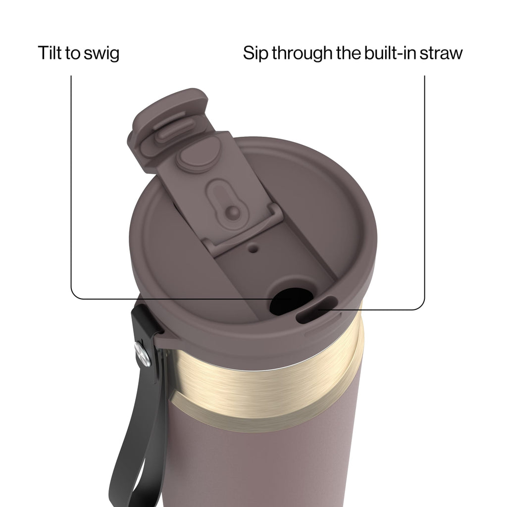Contigo DualSip 24 oz Leakproof Insulated Water Bottle with Carrying Strap and 2-Way Lid | KJTN