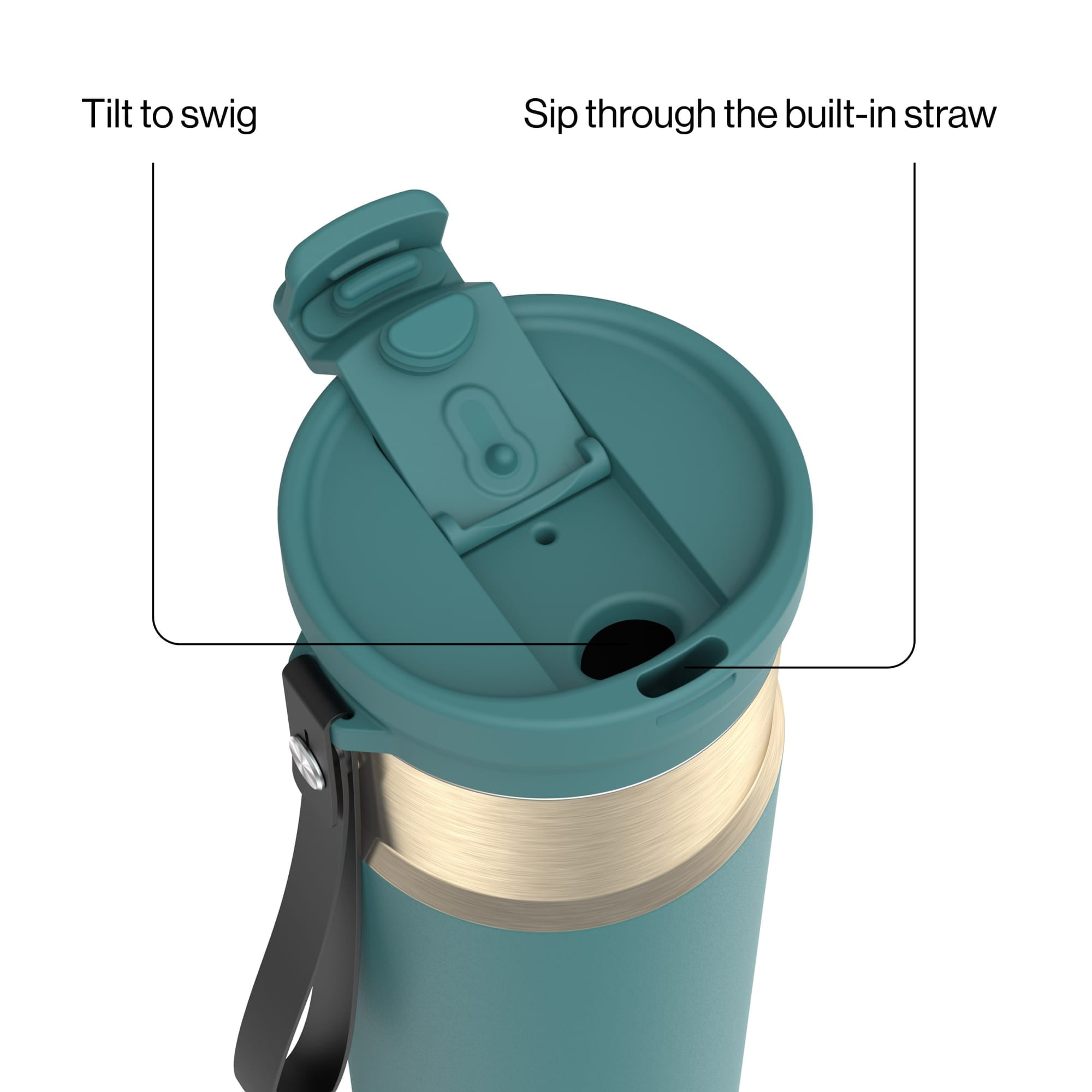 Contigo DualSip 24 oz Leakproof Insulated Water Bottle with Carrying Strap and 2-Way Lid | KJTN