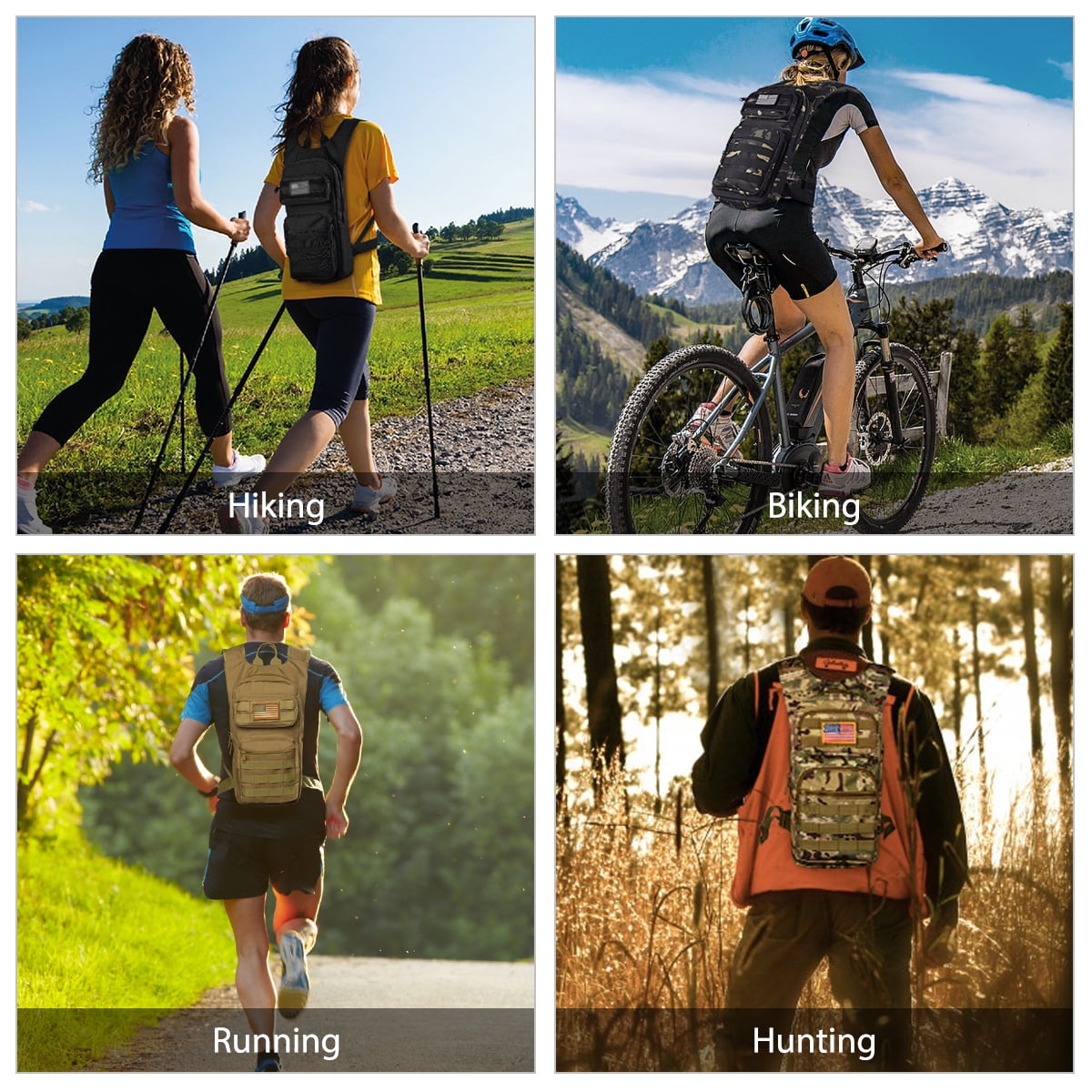 Brightify 17L Hydration Backpack with 3L TPU Water Bladder, Camel Backpack Hydration Pack for Hiking Hunting Climbing Cycling Biking Running, Molle Compatible Water Backpack for Men Women, Black | AQRX