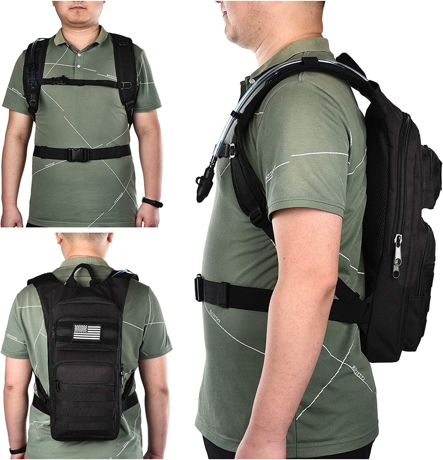 Brightify 17L Hydration Backpack with 3L TPU Water Bladder, Camel Backpack Hydration Pack for Hiking Hunting Climbing Cycling Biking Running, Molle Compatible Water Backpack for Men Women, Black | AQRX