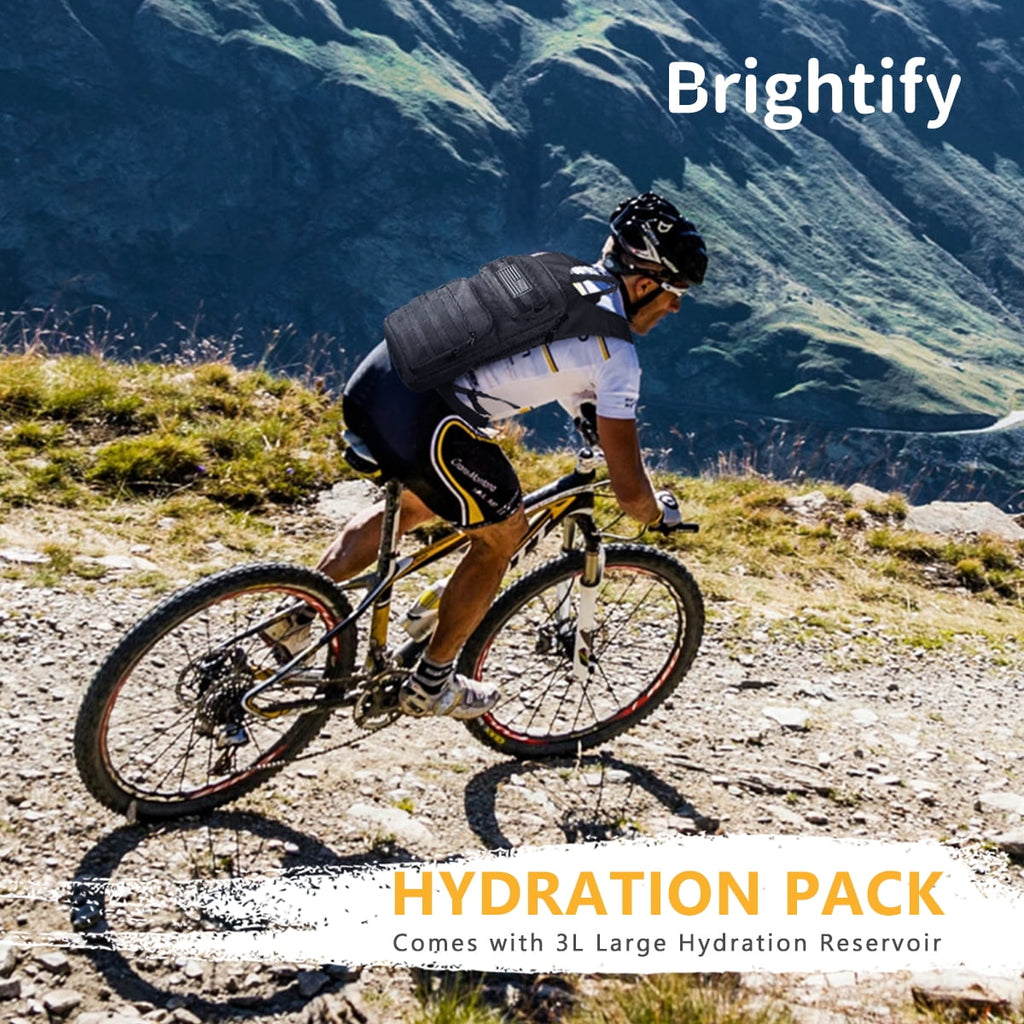 Brightify 17L Hydration Backpack with 3L TPU Water Bladder, Camel Backpack Hydration Pack for Hiking Hunting Climbing Cycling Biking Running, Molle Compatible Water Backpack for Men Women, Black | AQRX