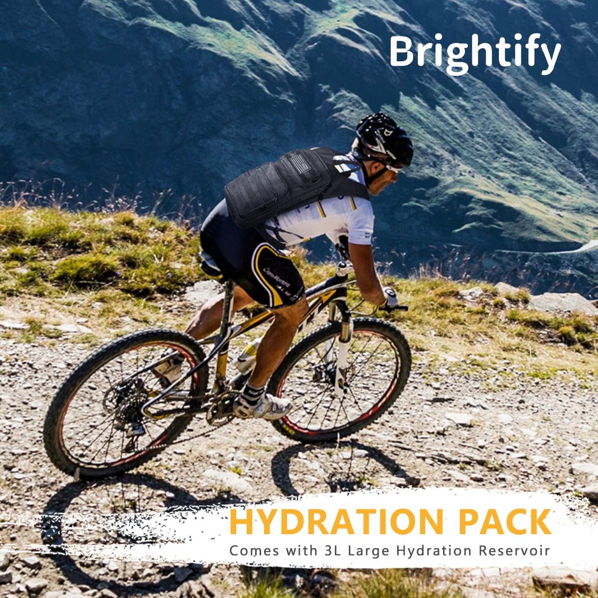 Brightify 17L Hydration Backpack with 3L TPU Water Bladder, Camel Backpack Hydration Pack for Hiking Hunting Climbing Cycling Biking Running, Molle Compatible Water Backpack for Men Women, Black | AQRX
