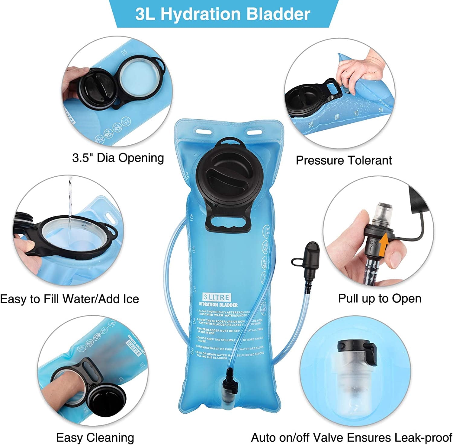 Brightify 17L Hydration Backpack with 3L TPU Water Bladder, Camel Backpack Hydration Pack for Hiking Hunting Climbing Cycling Biking Running, Molle Compatible Water Backpack for Men Women, Black | AQRX