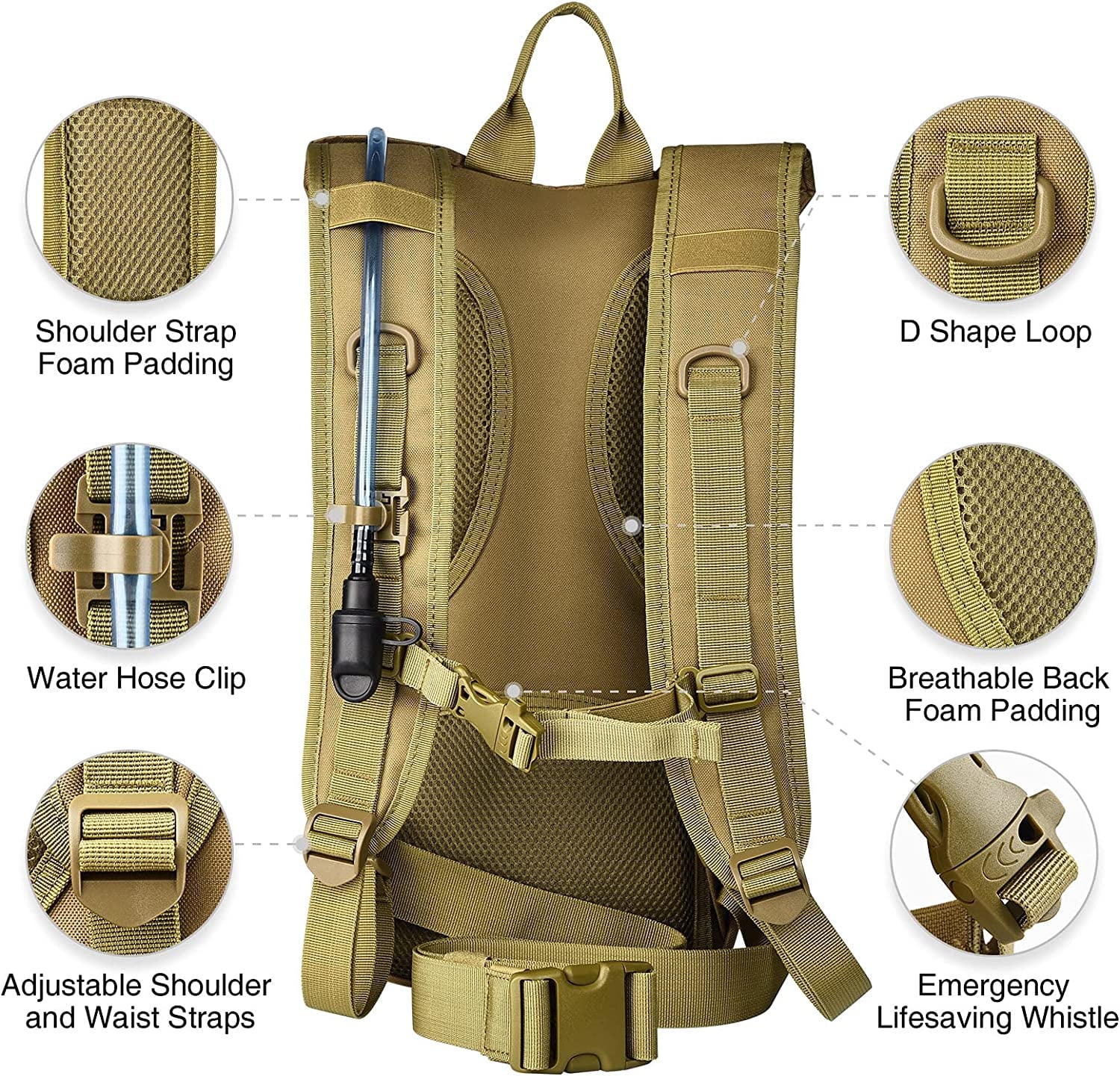 Brightify 17L Hydration Backpack with 3L TPU Water Bladder, Camel Backpack Hydration Pack for Hiking Hunting Climbing Cycling Biking Running, Molle Compatible Water Backpack for Men Women, Black | AQRX