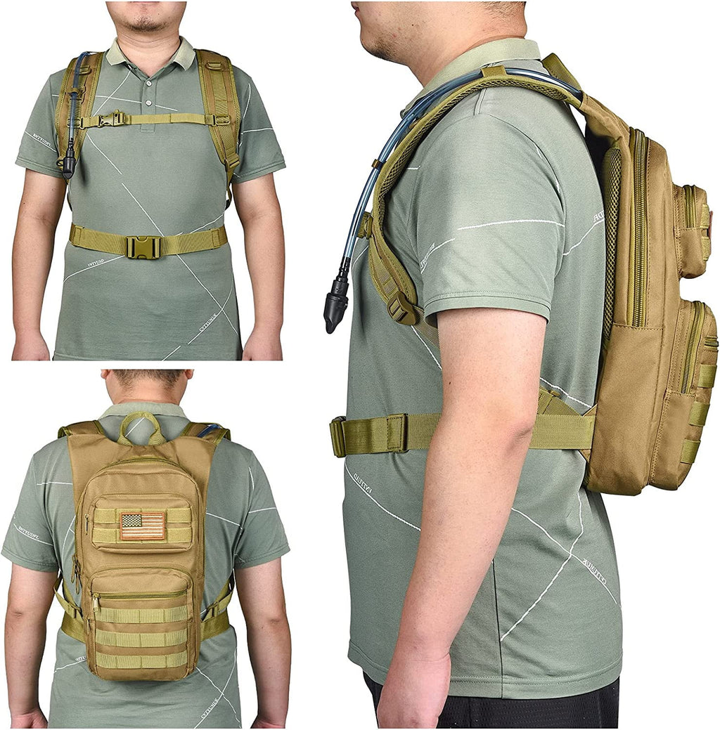 Brightify 17L Hydration Backpack with 3L TPU Water Bladder, Camel Backpack Hydration Pack for Hiking Hunting Climbing Cycling Biking Running, Molle Compatible Water Backpack for Men Women, Black | AQRX