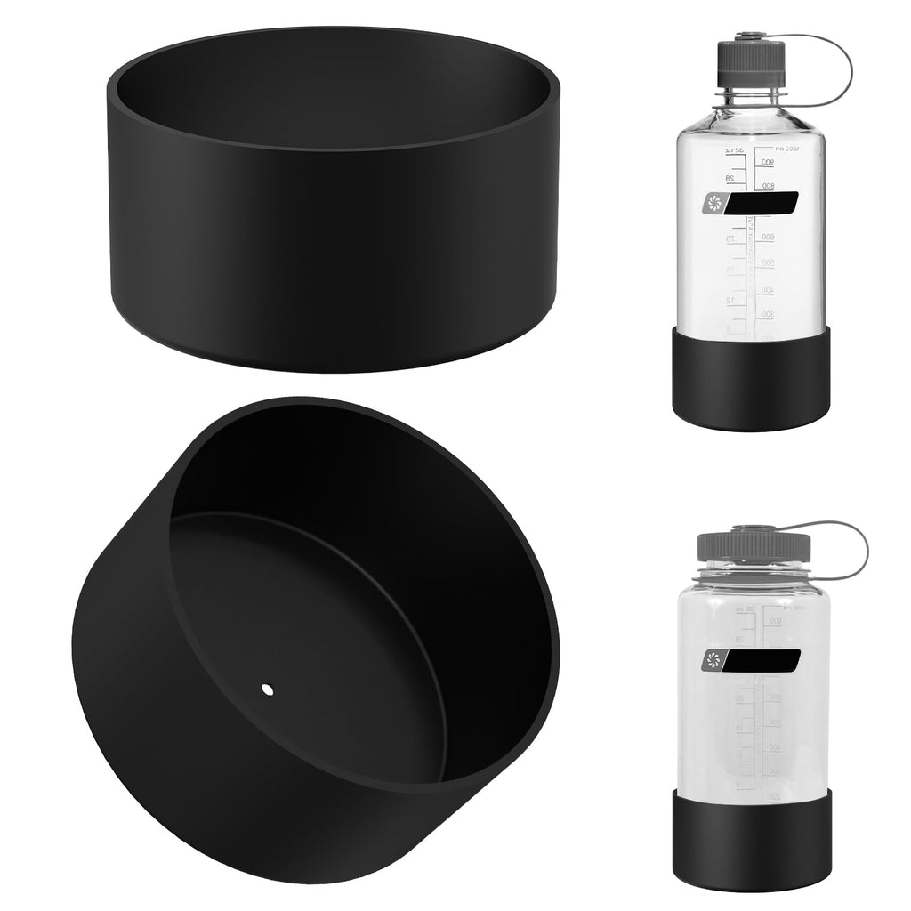 Linkidea 2 Pack Water Bottle Boot Compatible with Nalgene Sustain Wide Mouth 32oz/48oz, Narrow Mouth 32oz, Silicone Anti-Slip Bottle Bottom Bumper Protector (Black) | IOVA