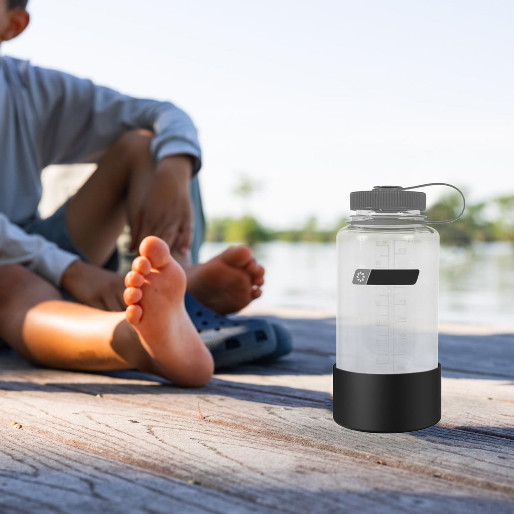 Linkidea 2 Pack Water Bottle Boot Compatible with Nalgene Sustain Wide Mouth 32oz/48oz, Narrow Mouth 32oz, Silicone Anti-Slip Bottle Bottom Bumper Protector (Black) | IOVA