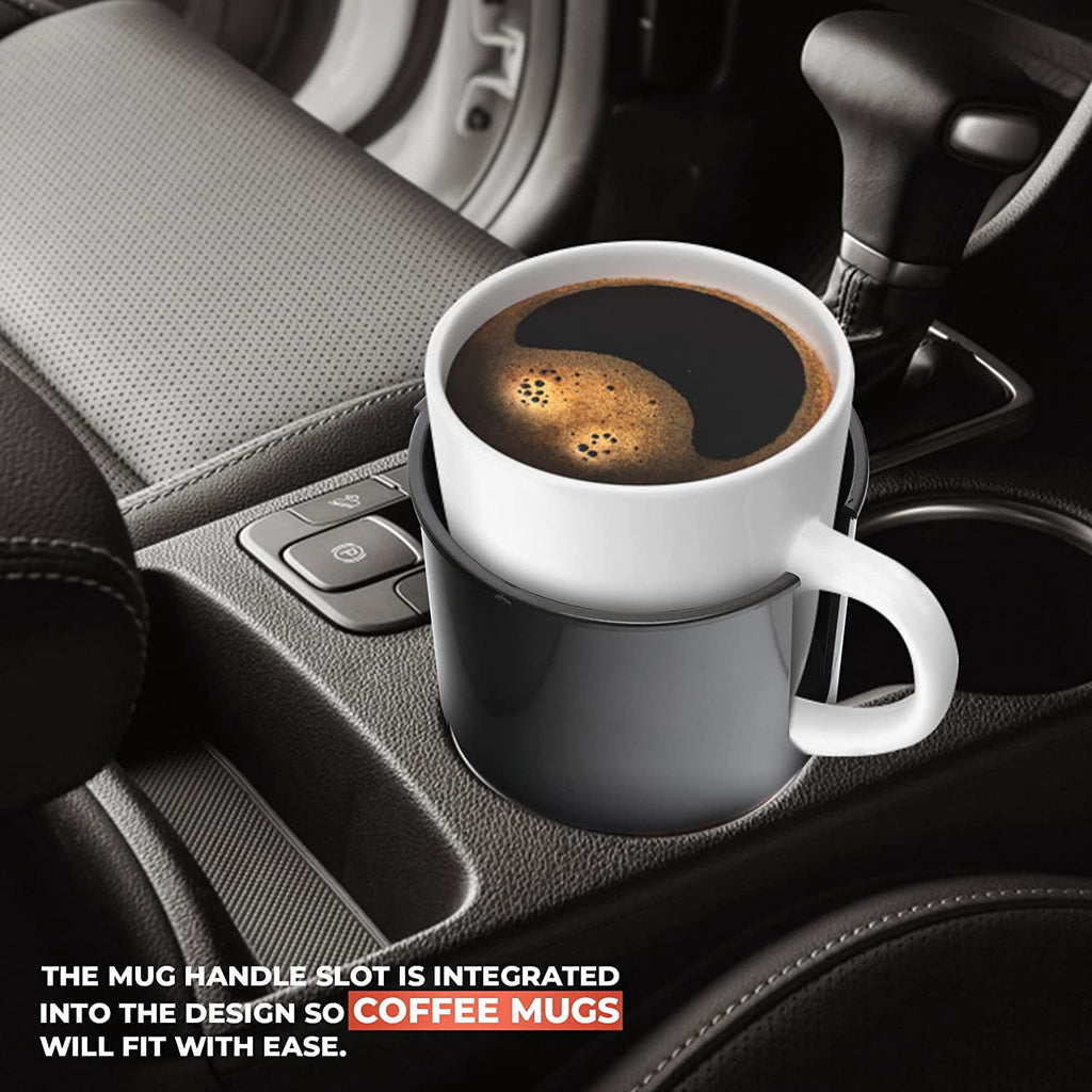Cup Holder Expander - Fits Hydro Flasks 32/40 oz, Nalgene,  &amp; Large Bottles up to 3.8  Wide - for  up to 3.2  Wide - Black | BPZQ