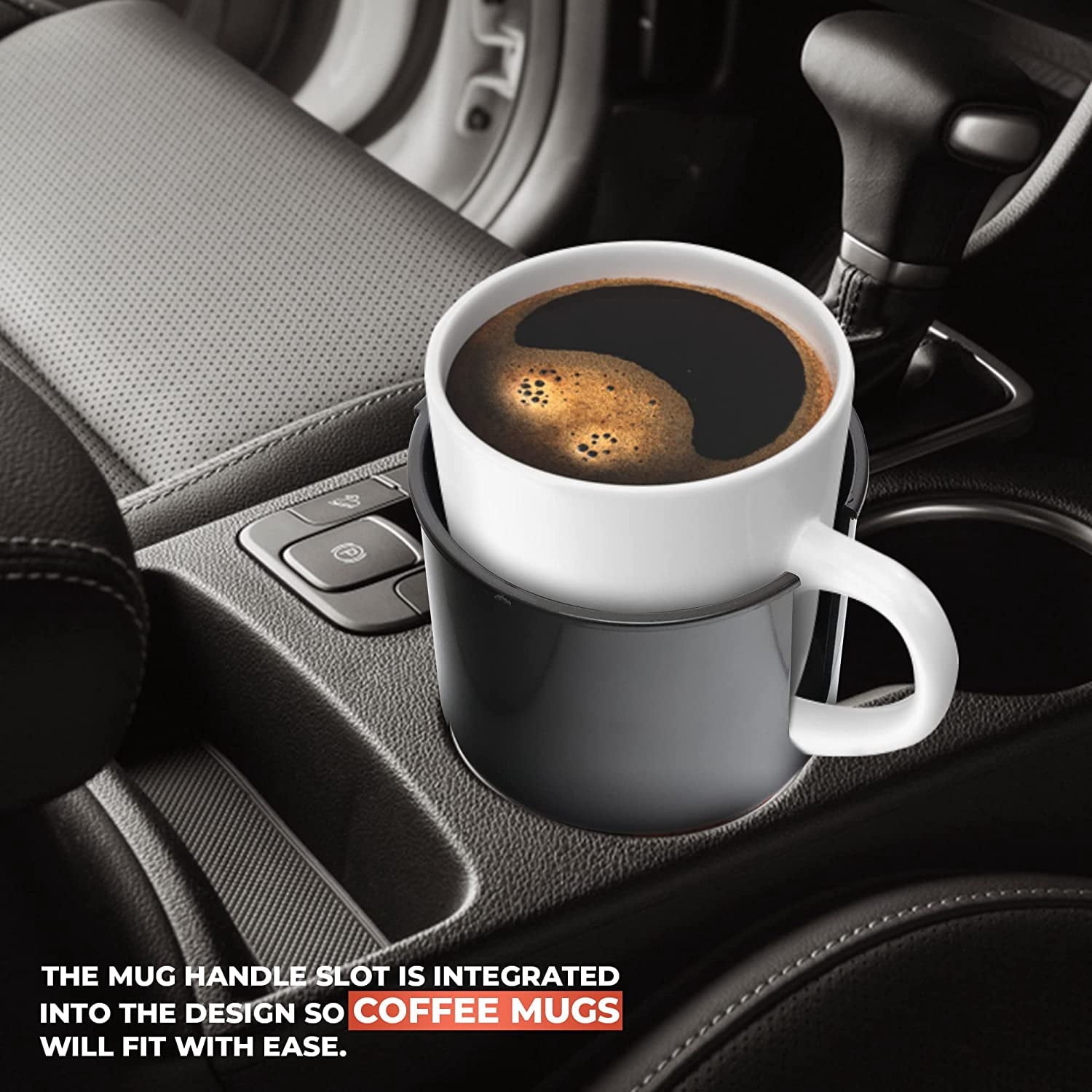 Cup Holder Expander - Fits Hydro Flasks 32/40 oz, Nalgene,  &amp; Large Bottles up to 3.8  Wide - for  up to 3.2  Wide - Black | BPZQ