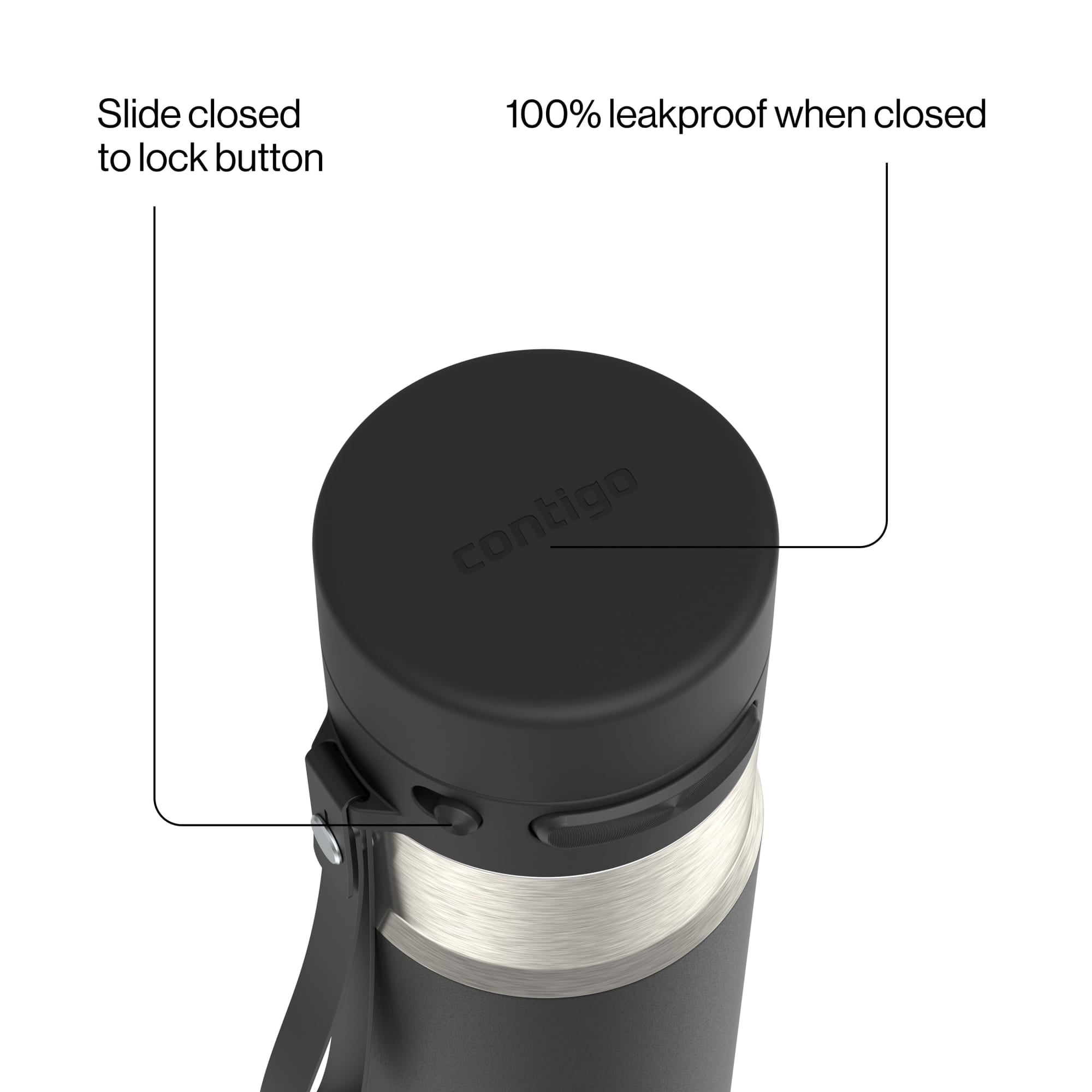 Contigo AutoPop 24 oz Leakproof Insulated Stainless Steel Water Bottle with Carry Strap and Shaker Ball | T5D3