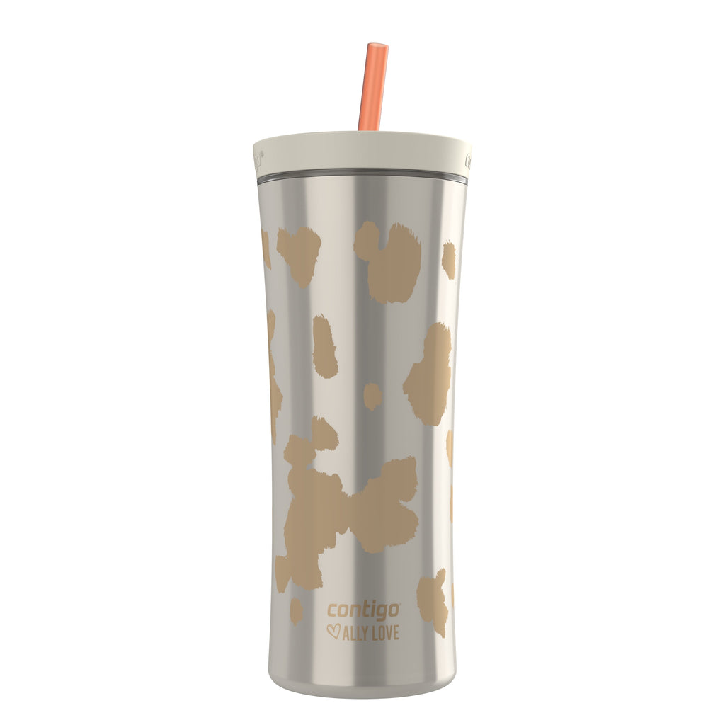 Contigo 20oz Shake &amp; Go Tumbler, Plastic with Straw, Oatmilk Cowhide Couture | HFWK