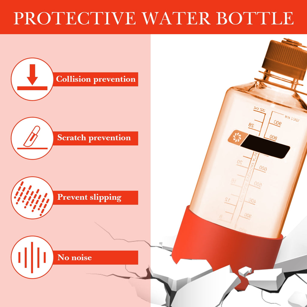 Linkidea 2 Pack Water Bottle Boot Compatible with Nalgene Sustain Wide Mouth 32oz/48oz, Narrow Mouth 32oz, Silicone Anti-Slip Bottle Bottom Bumper Protector (Red) | 1IM3