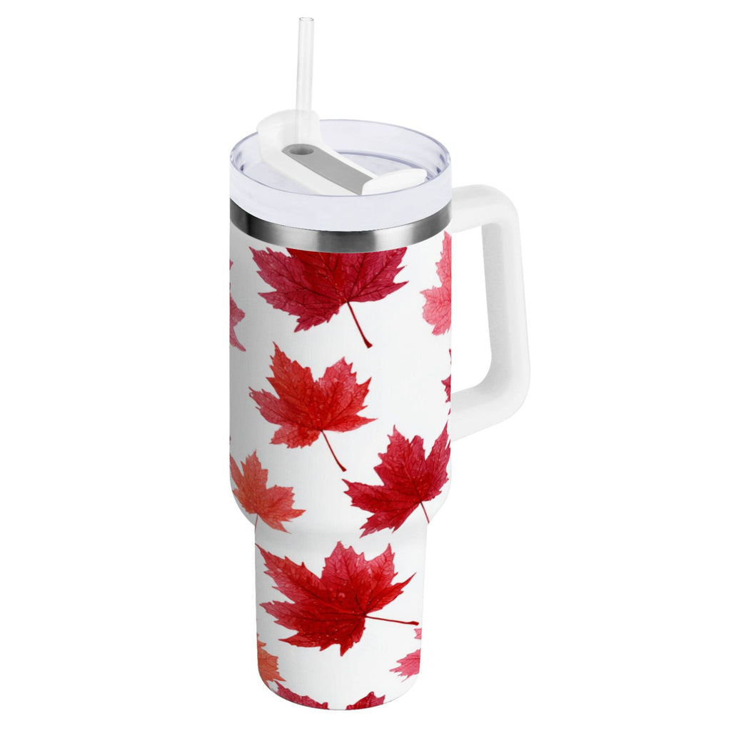 30 oz Insulated Stainless Steel Tumbler Double Wall Stainless Steel Tumbler with 2-Way Drinking Vibrant Red Maple Leaves | 3N8W