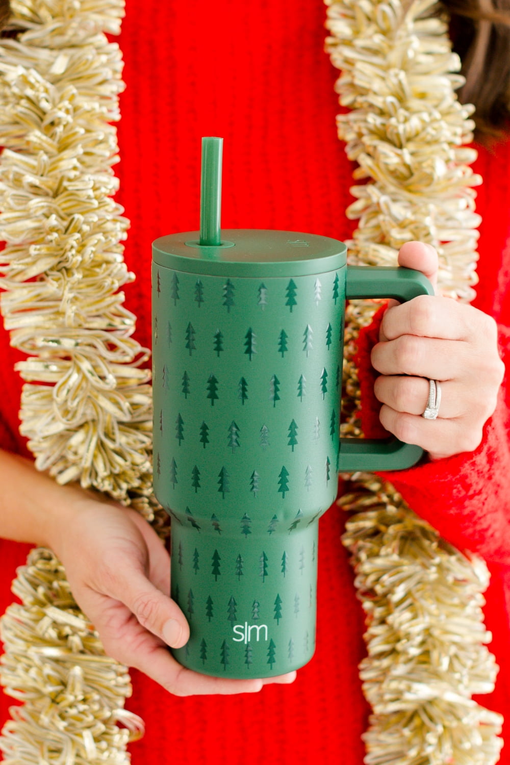 Simple Modern 30 fl oz Insulated Stainless Steel Trek Tumbler with Straw Lid | Seaglass Sage and Cream Checkmate | P40Y