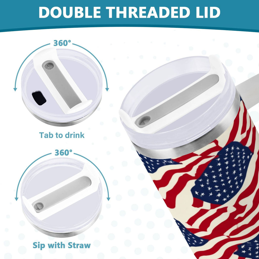 40 oz Insulated Stainless Steel Tumbler Double Wall Stainless Steel Tumbler with 2-Way Drinking Flags Abstract Design | S29J
