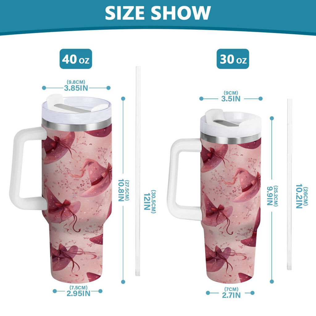 30 oz Insulated Stainless Steel Tumbler Double Wall Stainless Steel Tumbler with 2-Way Drinking Hats with Delicate Bows | R679