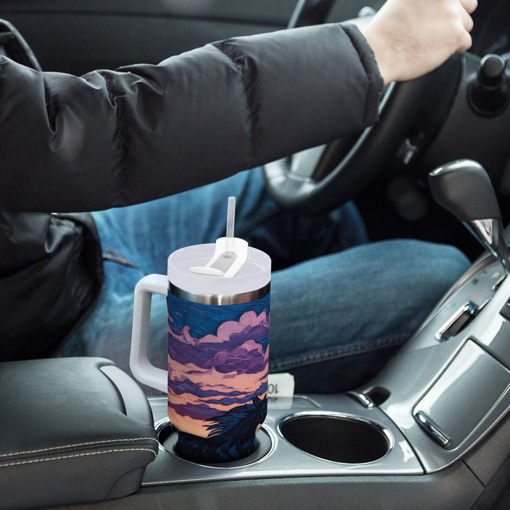 40 oz Insulated Stainless Steel Tumbler Double Wall Stainless Steel Tumbler with 2-Way Drinking Wild Horses Running | O44W
