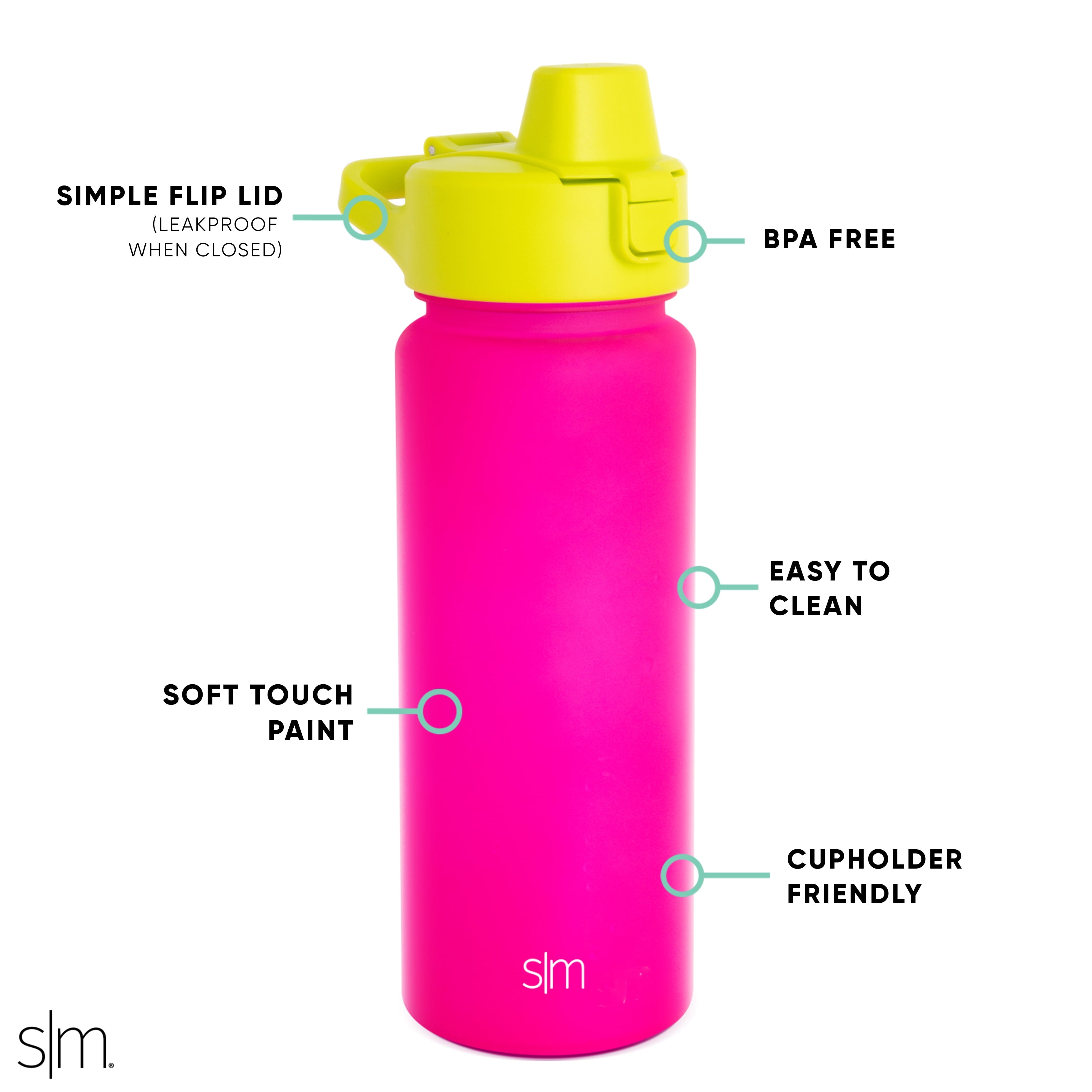 Simple Modern 22 fl oz Reusable Tritan Summit Water Bottle with Silicone Straw Lid|Raspberry Chartreuse | JXLZ