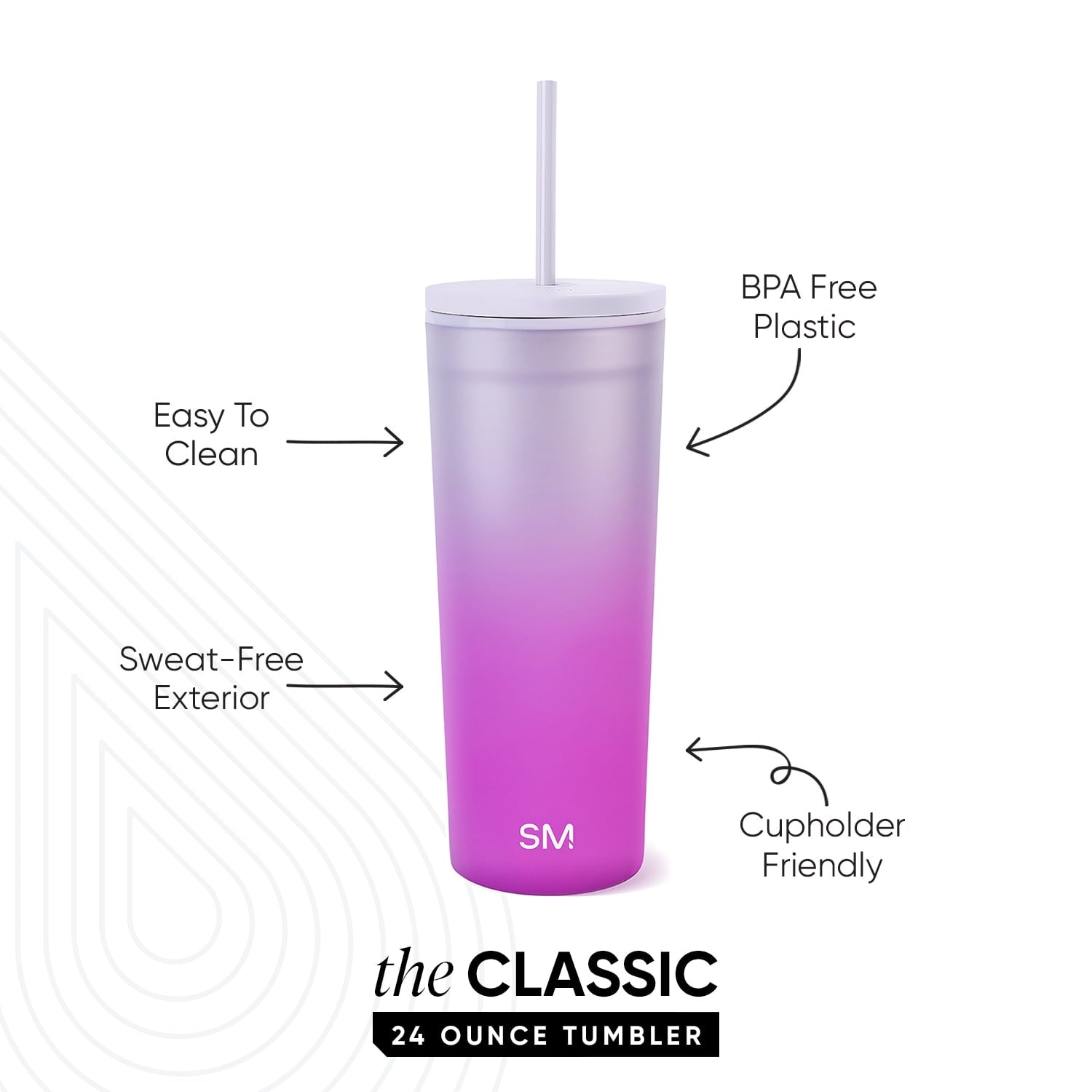 Simple Modern 24 fl oz Double Wall Plastic Classic Tumbler with Straw|Opalescent | JVIS