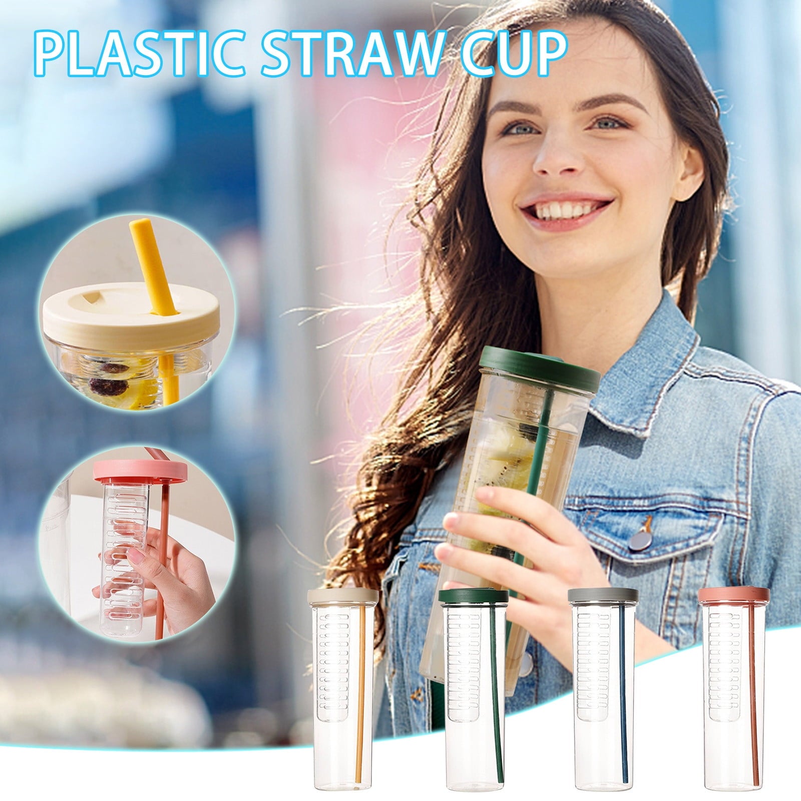 AURIGATE Simple Modern Plastic Tumbler with Lid and Straw Reusable BPA Free Iced Coffee Cups Double Wall Smoothie Cup Gifts for Women Men Him Her Classic Collection | XEOO