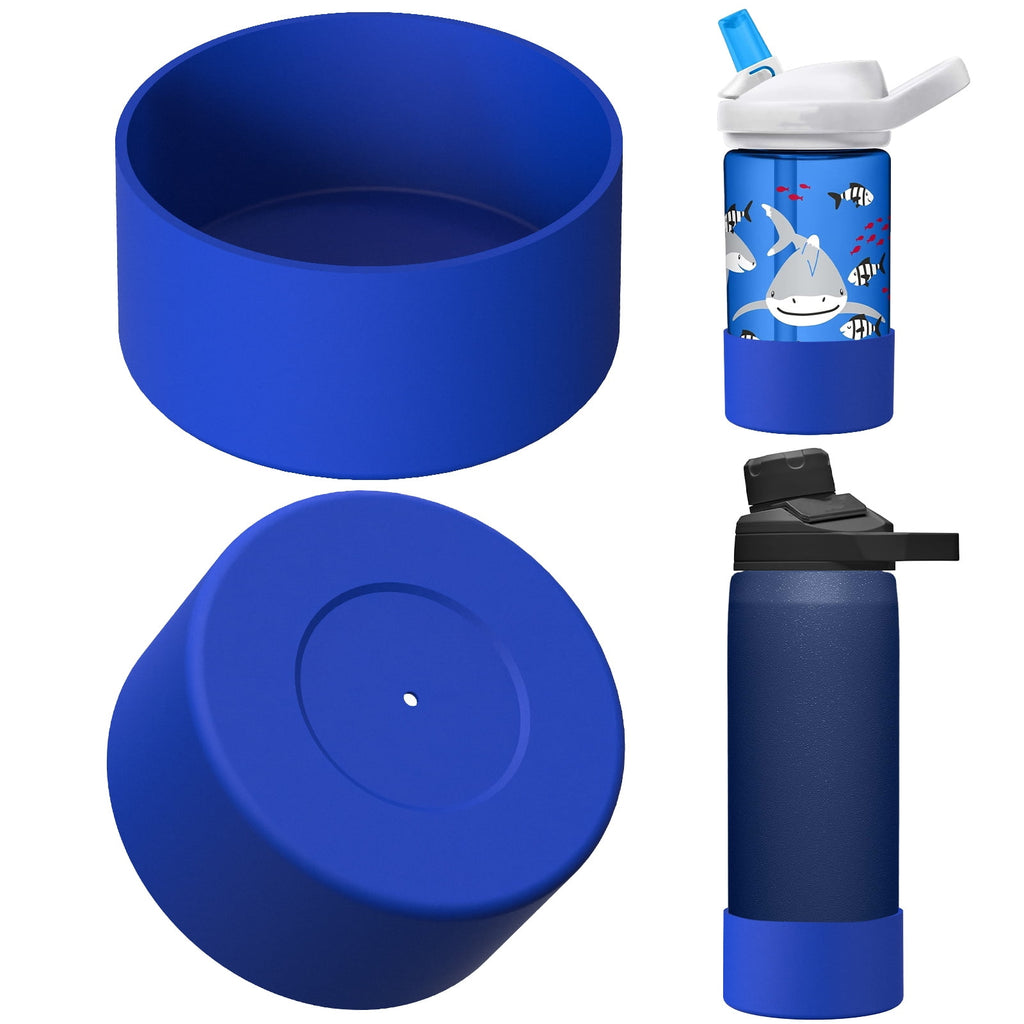 Linkidea 2 Pack Water Bottle Boot Compatible with CamelBak Eddy+20oz/25oz, Chute Mag 20oz/25oz, Carry Cap, Silicone Anti-Slip Bottle Bottom Bumper Protector (Navy Blue) | X855