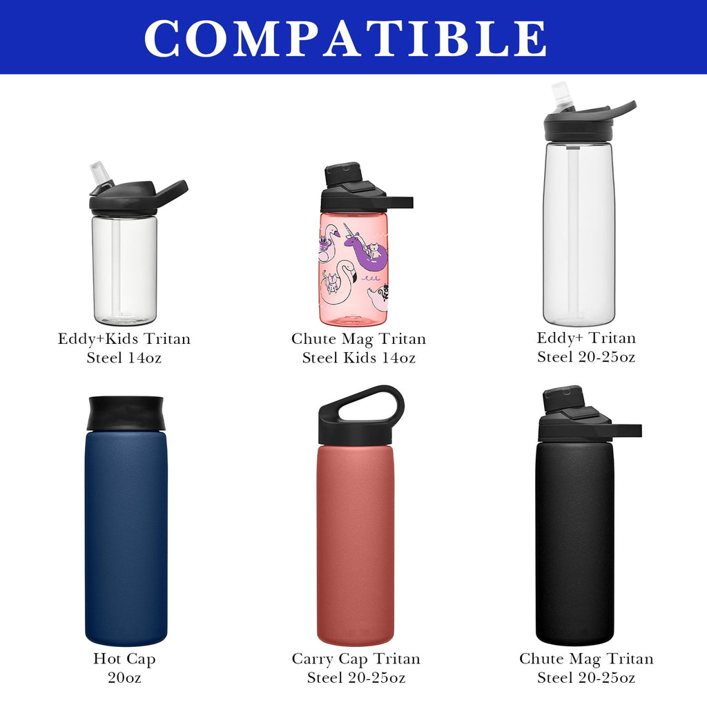 Linkidea 2 Pack Water Bottle Boot Compatible with CamelBak Eddy+20oz/25oz, Chute Mag 20oz/25oz, Carry Cap, Silicone Anti-Slip Bottle Bottom Bumper Protector (Navy Blue) | X855