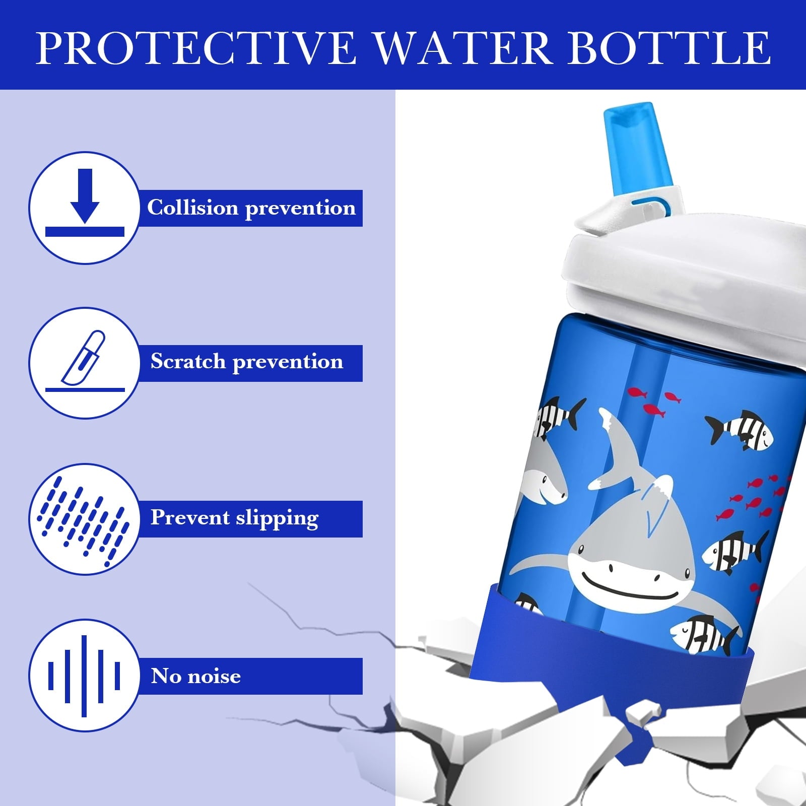 Linkidea 2 Pack Water Bottle Boot Compatible with CamelBak Eddy+20oz/25oz, Chute Mag 20oz/25oz, Carry Cap, Silicone Anti-Slip Bottle Bottom Bumper Protector (Navy Blue) | X855