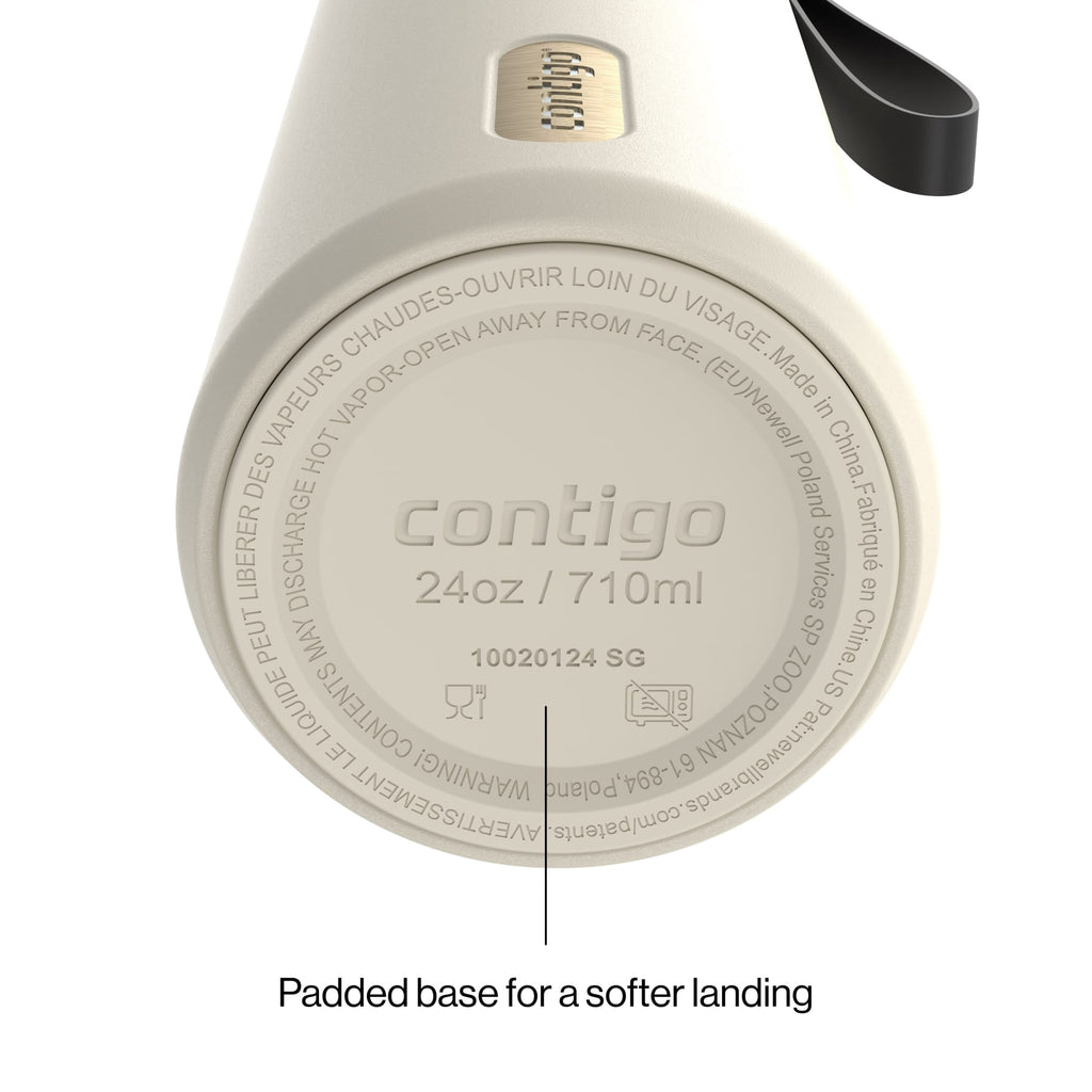 Contigo DualSip Leakproof Stainless Steel Reusable Water Bottle Tumbler with Carrying Strap, Cream/Champagne, 24 oz | 5QUC