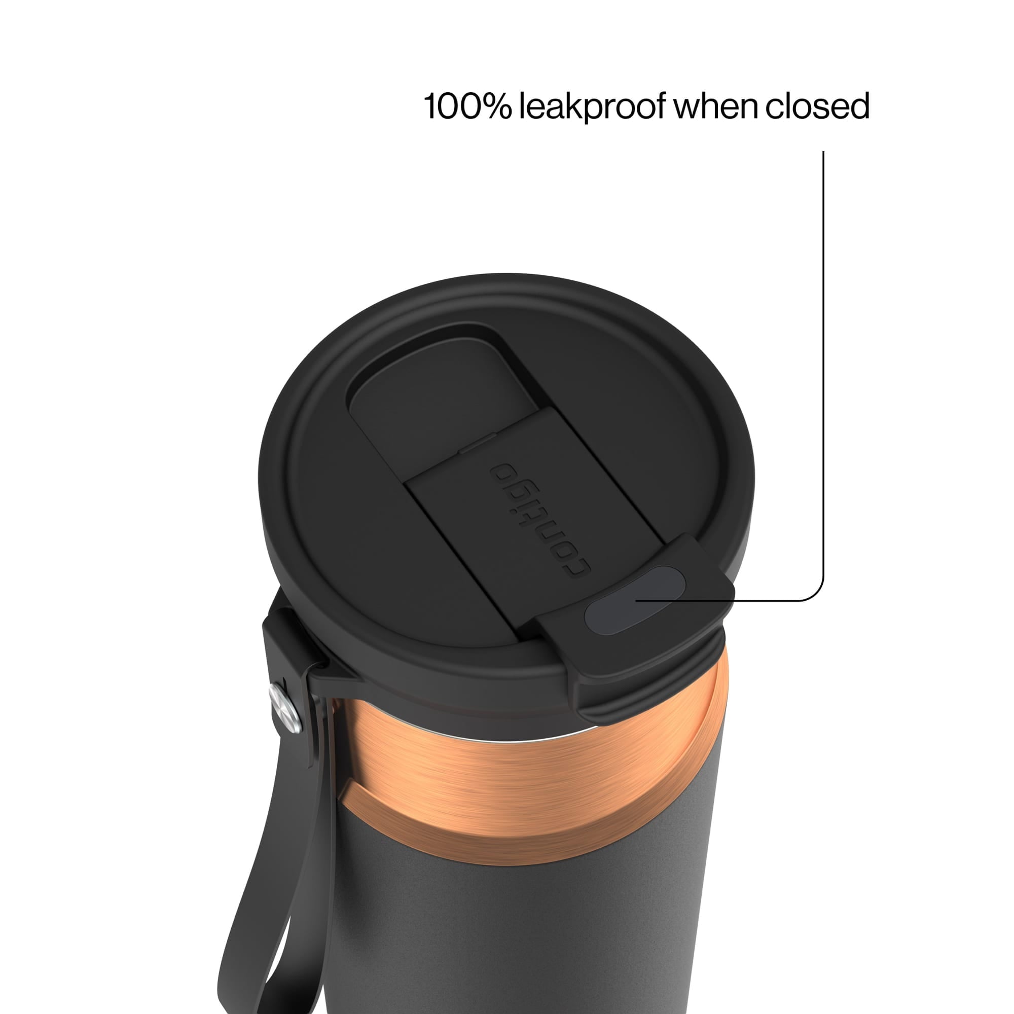 Contigo DualSip Leakproof Stainless Steel Reusable Water Bottle Tumbler with Carrying Strap, Cream/Champagne, 24 oz | 5QUC