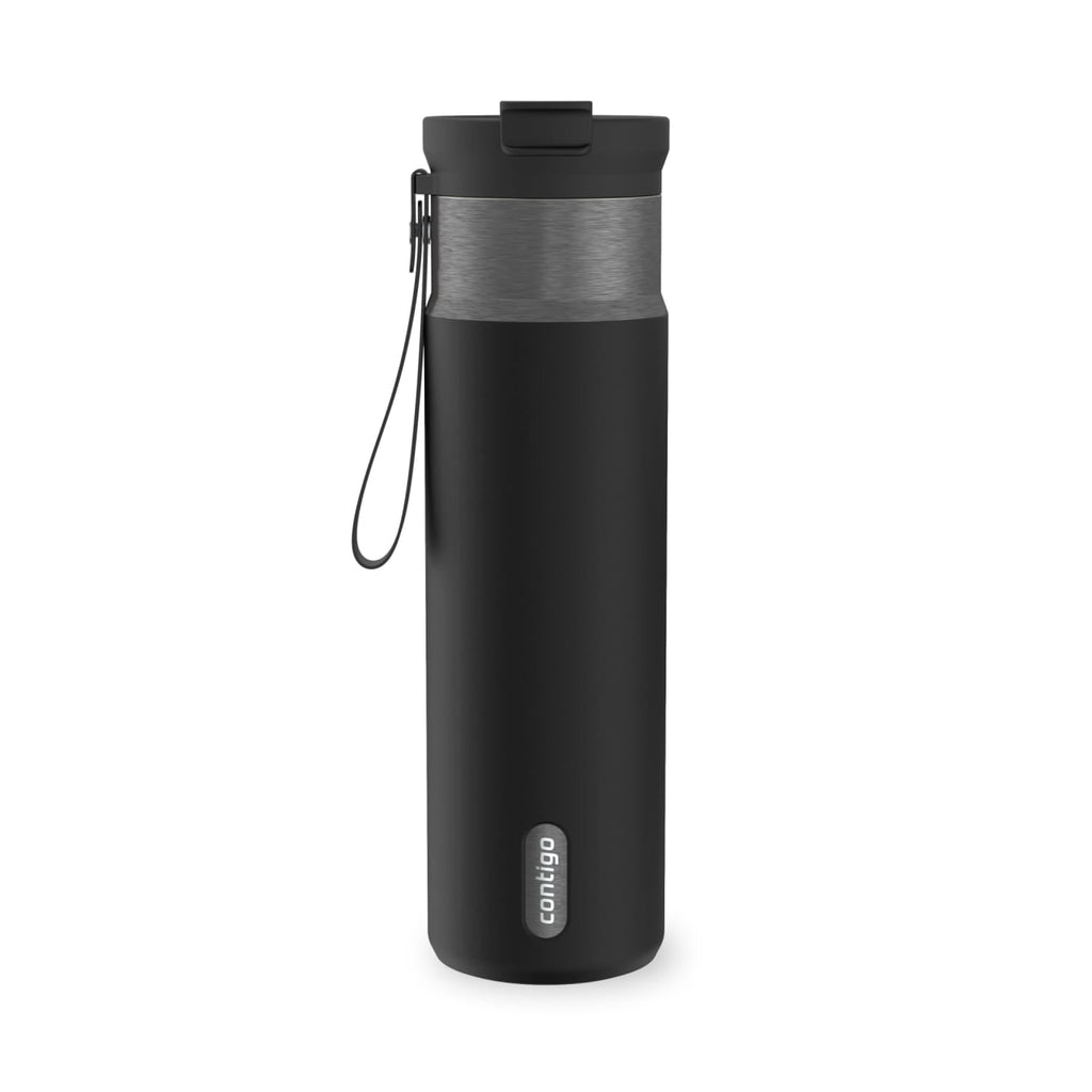 Contigo DualSip Leakproof Stainless Steel Reusable Water Bottle Tumbler with Carrying Strap, Cream/Champagne, 24 oz | 5QUC