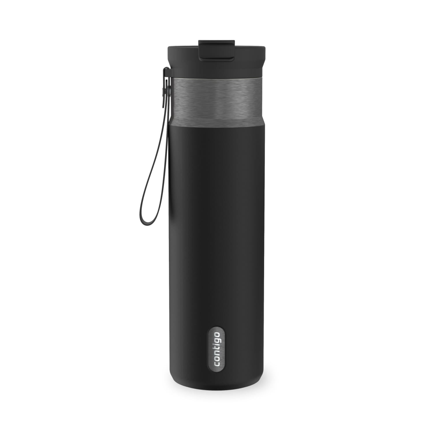 Contigo DualSip Leakproof Stainless Steel Reusable Water Bottle Tumbler with Carrying Strap, Cream/Champagne, 24 oz | 5QUC