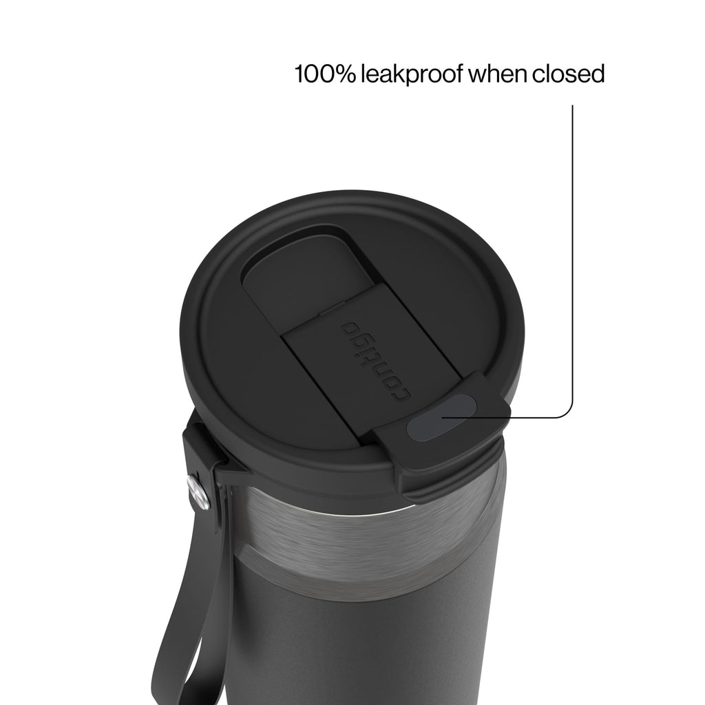 Contigo DualSip Leakproof Stainless Steel Reusable Water Bottle Tumbler with Carrying Strap, Cream/Champagne, 24 oz | 5QUC
