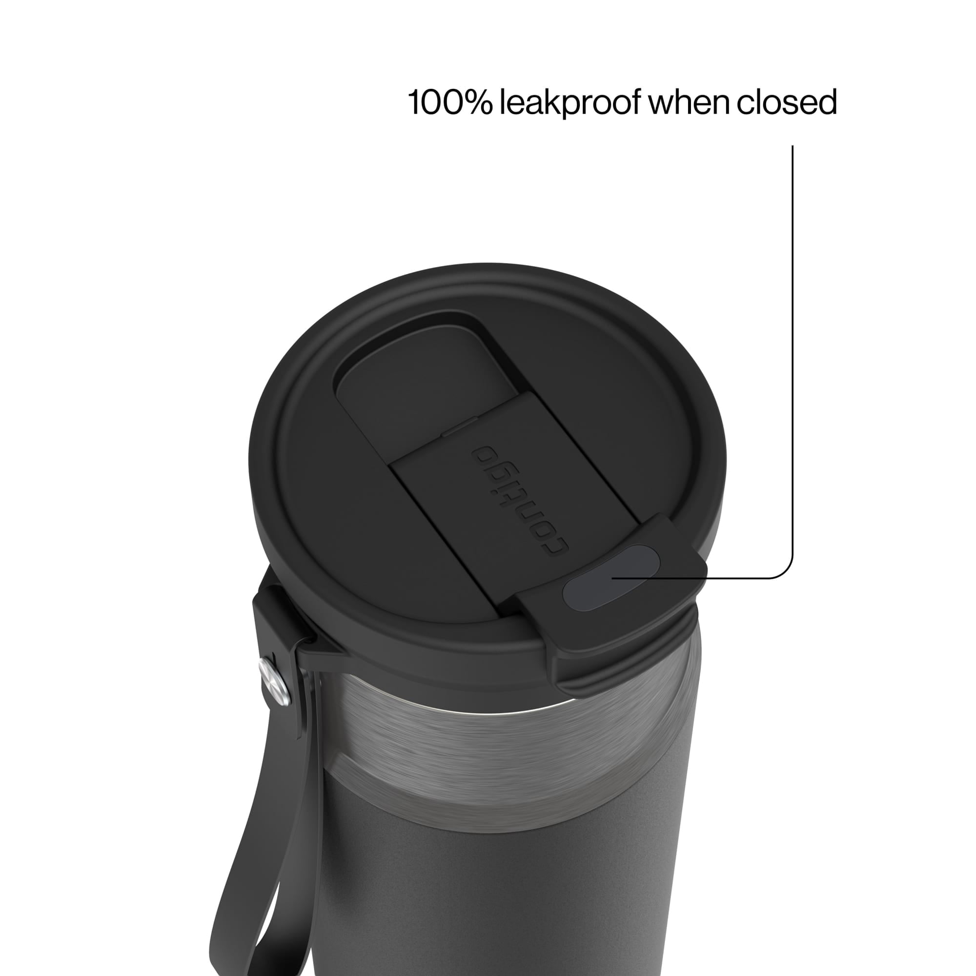 Contigo DualSip Leakproof Stainless Steel Reusable Water Bottle Tumbler with Carrying Strap, Cream/Champagne, 24 oz | 5QUC