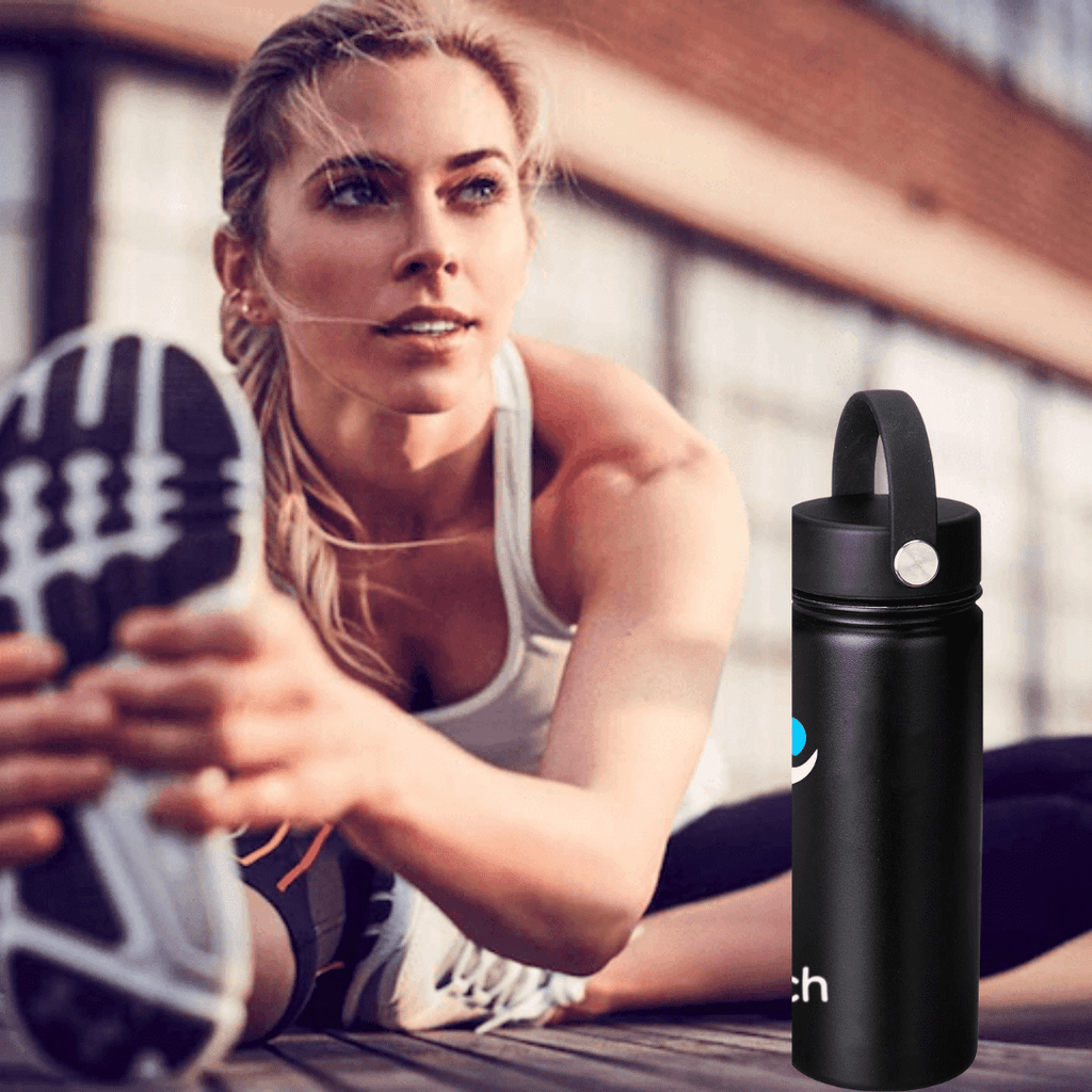 NuRich Sports Water Bottle - 18 Oz, Vacuum Insulated Stainless Steel, Modern Double Walled, Simple Thermo Modern Mug, Hydro Metal Canteen Flask Wide Mouth with Sweat Proof Design for Cold &amp; Hot Temp | GS4H