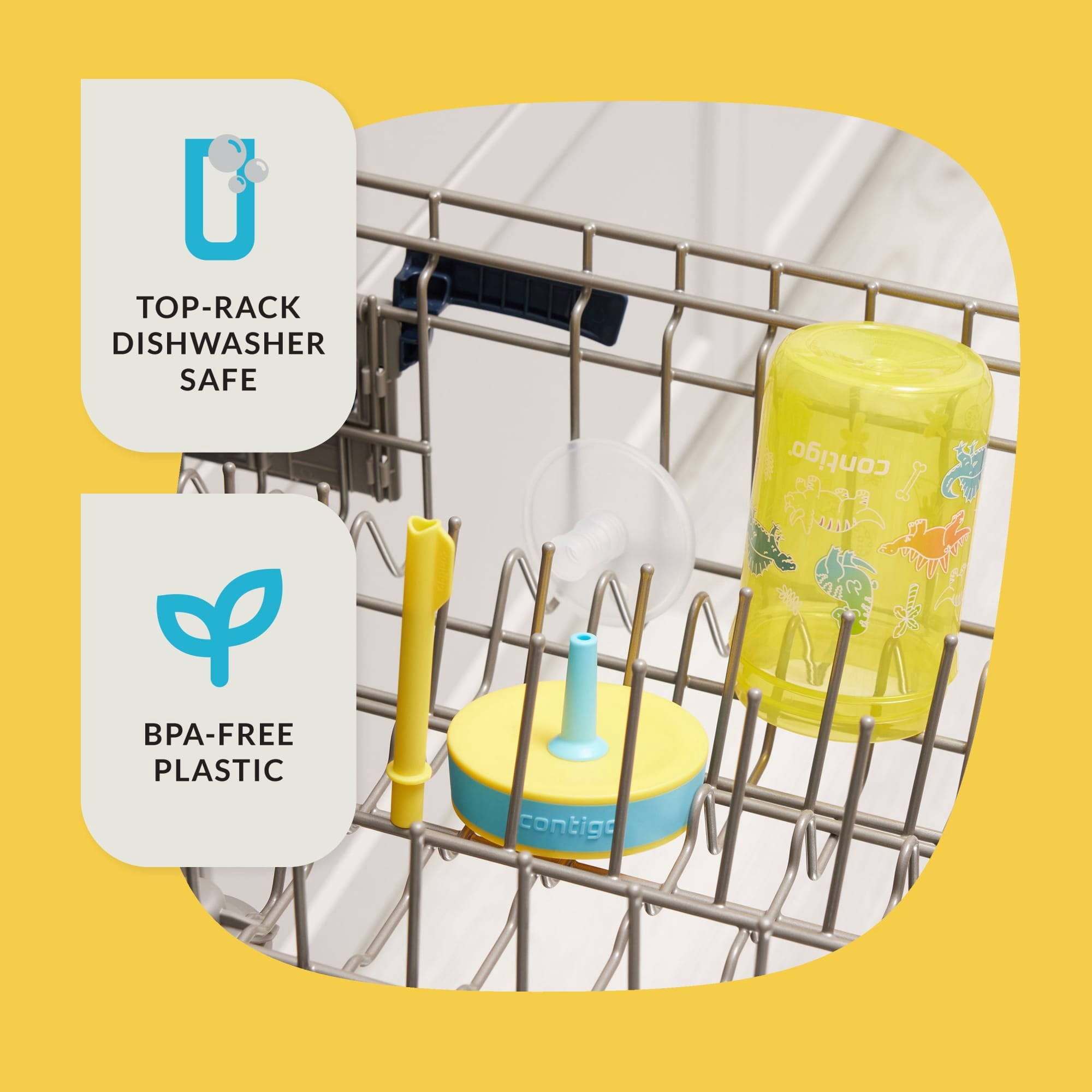 Contigo Kids Leighton Spill-Proof Tumbler with Straw, 14 oz, Yellow | ATF9