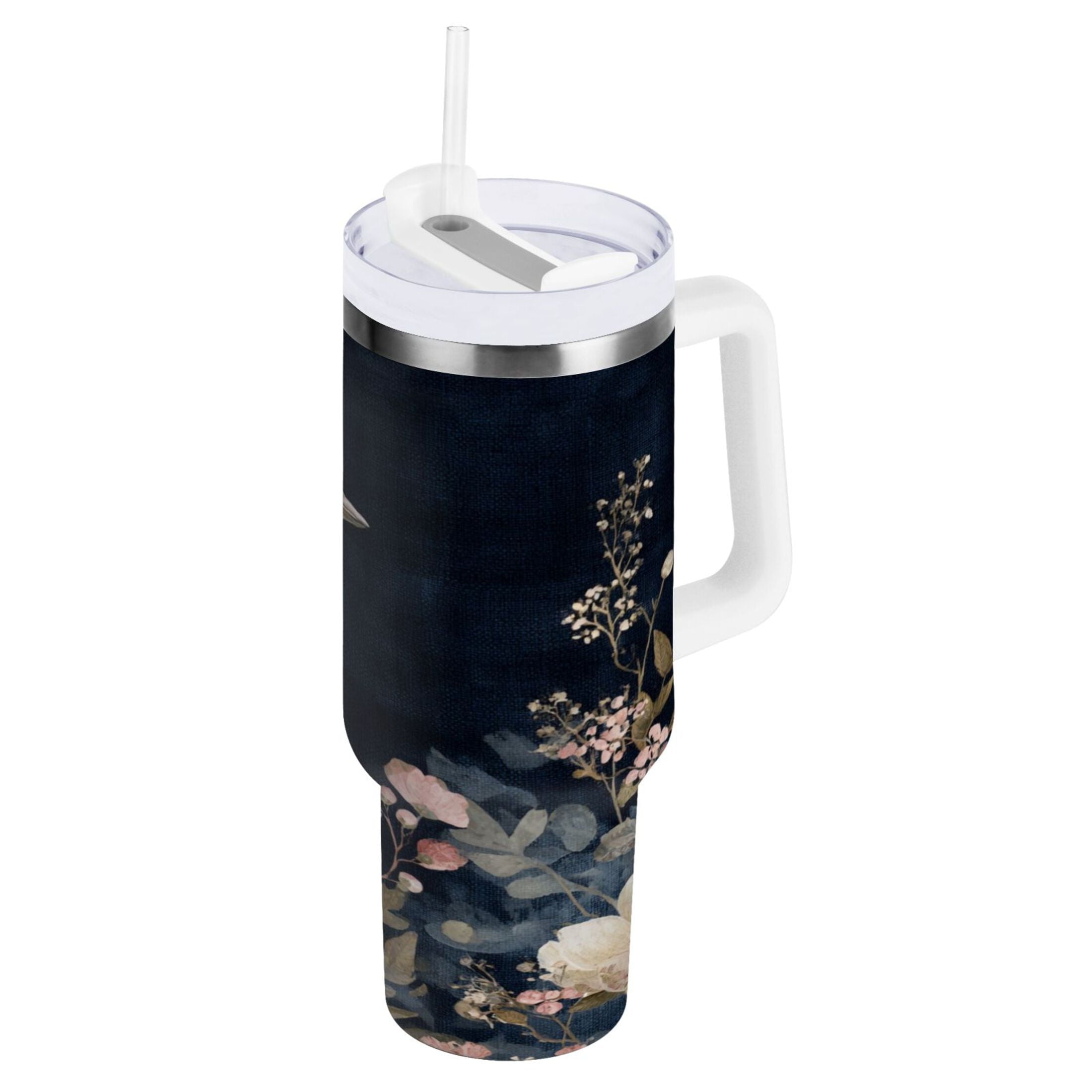 30 oz Insulated Stainless Steel Tumbler Double Wall Stainless Steel Tumbler with 2-Way Drinking Watercolor Vintage Blue Bird | 4HBV