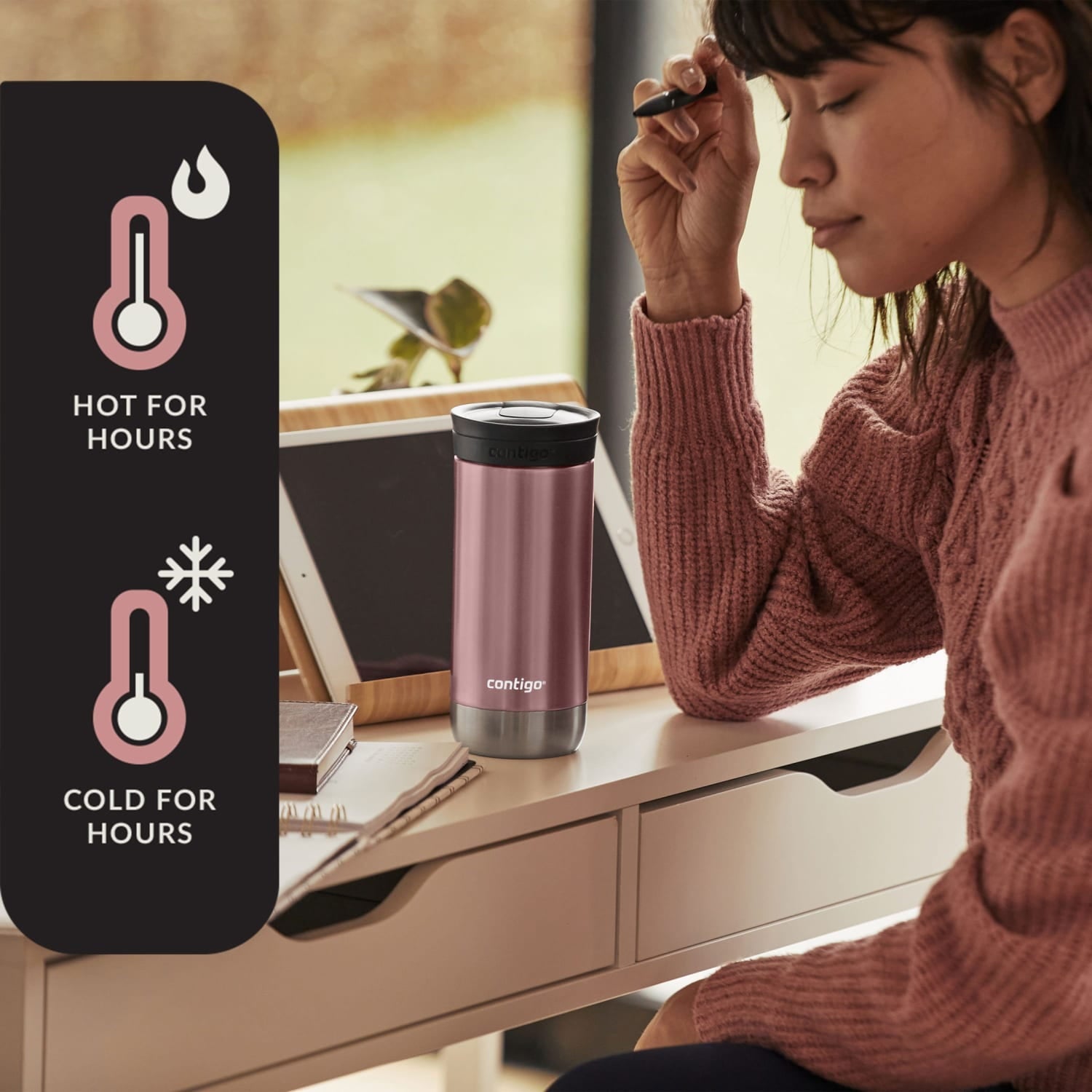 Contigo 16 oz. Huron 2.0 SnapSeal Stainless Steel Travel Mug - Licorice | T096