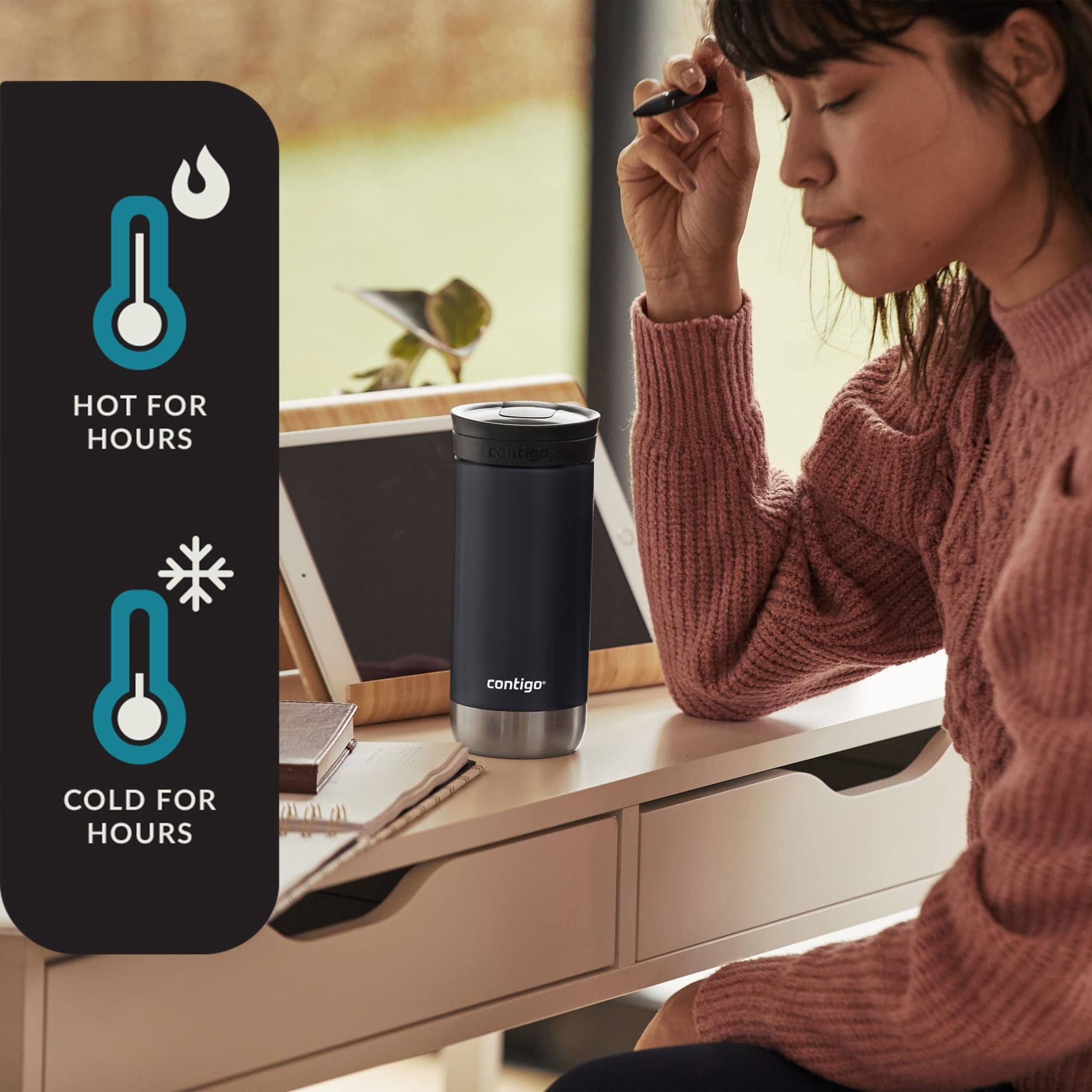 Contigo 16 oz. Huron 2.0 SnapSeal Stainless Steel Travel Mug - Licorice | T096