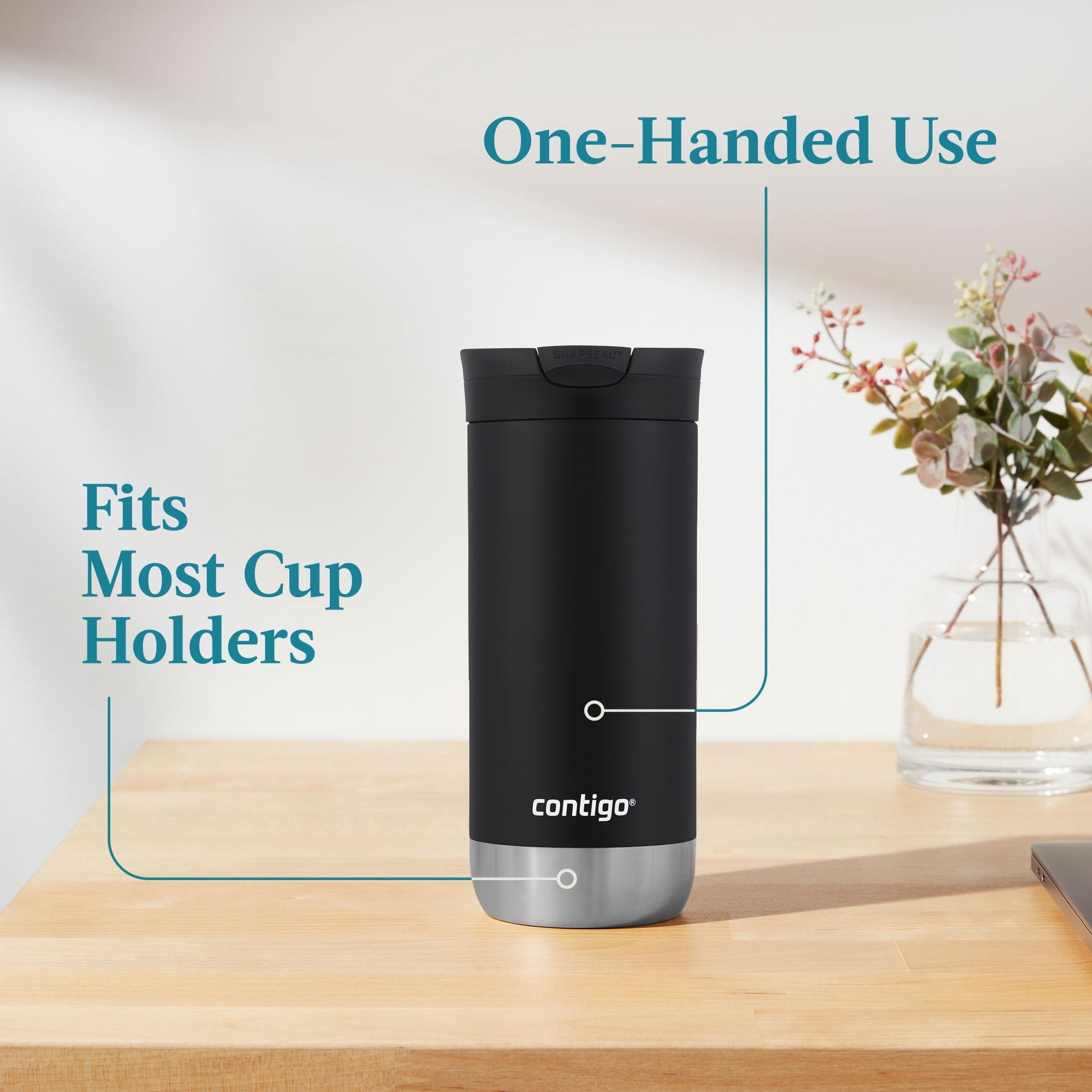 Contigo 16 oz. Huron 2.0 SnapSeal Stainless Steel Travel Mug - Licorice | T096