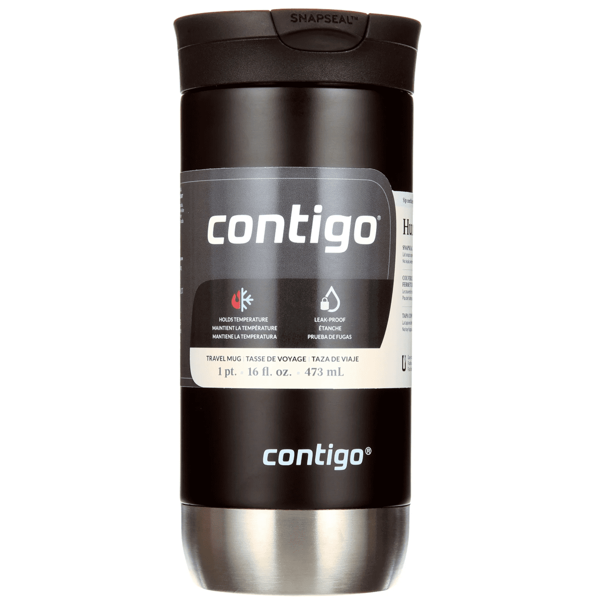 Contigo 16 oz. Huron 2.0 SnapSeal Stainless Steel Travel Mug - Licorice | T096