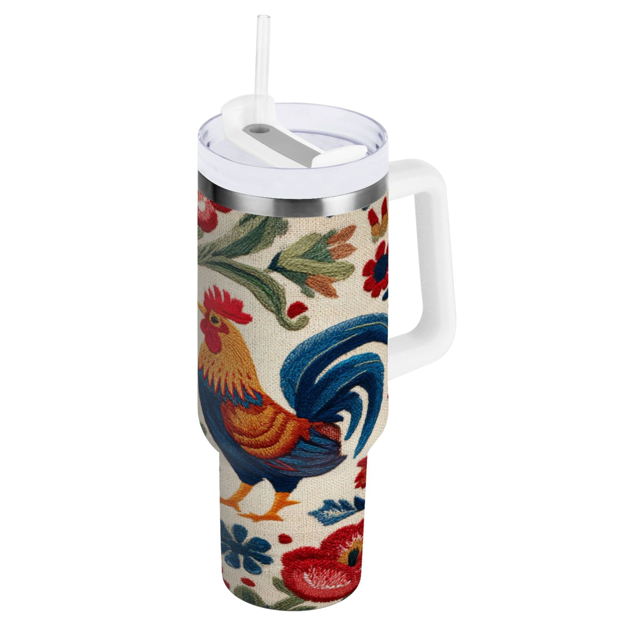 40 oz Insulated Stainless Steel Tumbler Double Wall Stainless Steel Tumbler with 2-Way Drinking Male and Female Chickens | DSIT